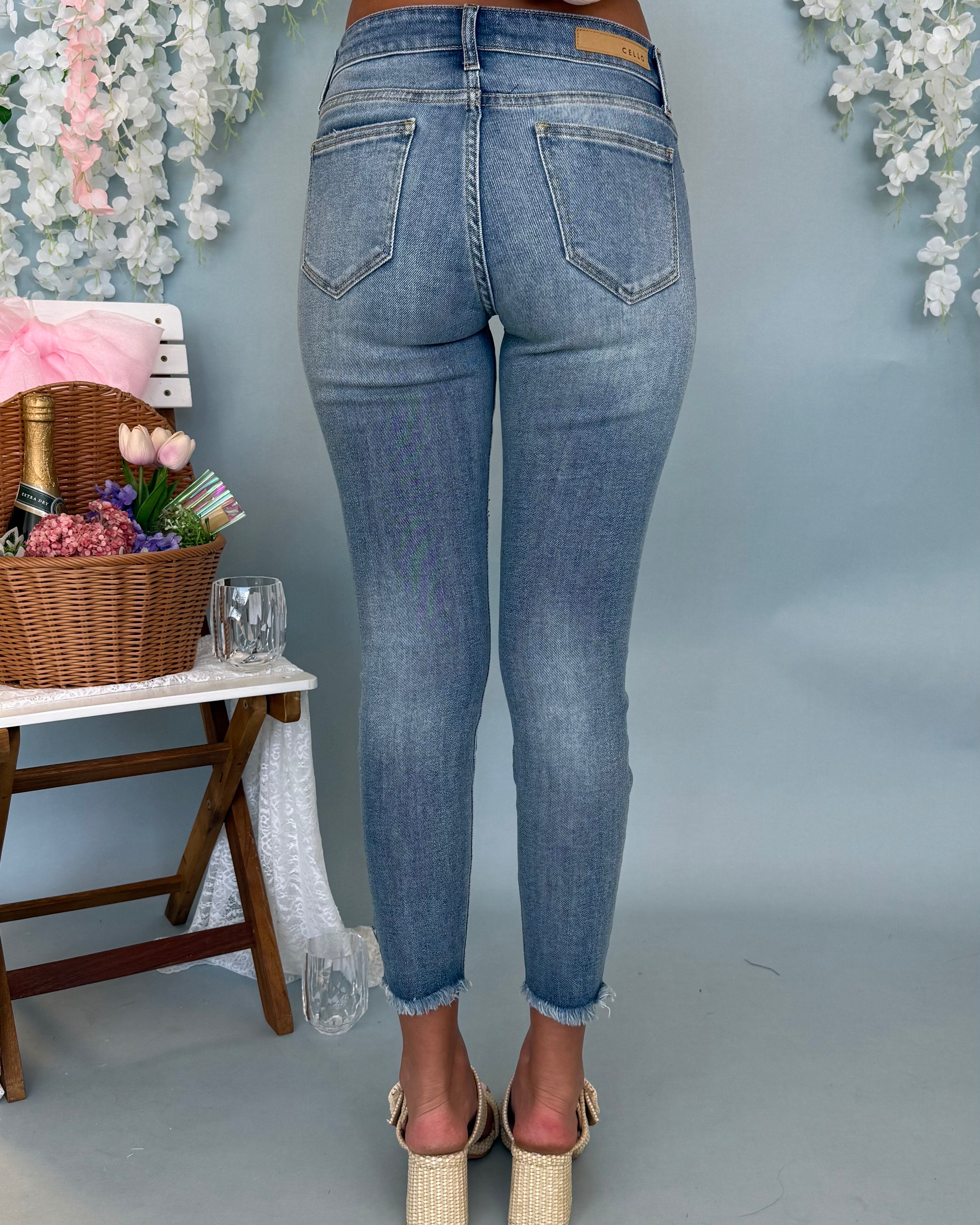 One Day Medium Denim Mid Rise Crop Skinny Jean-Shop-Womens-Boutique-Clothing