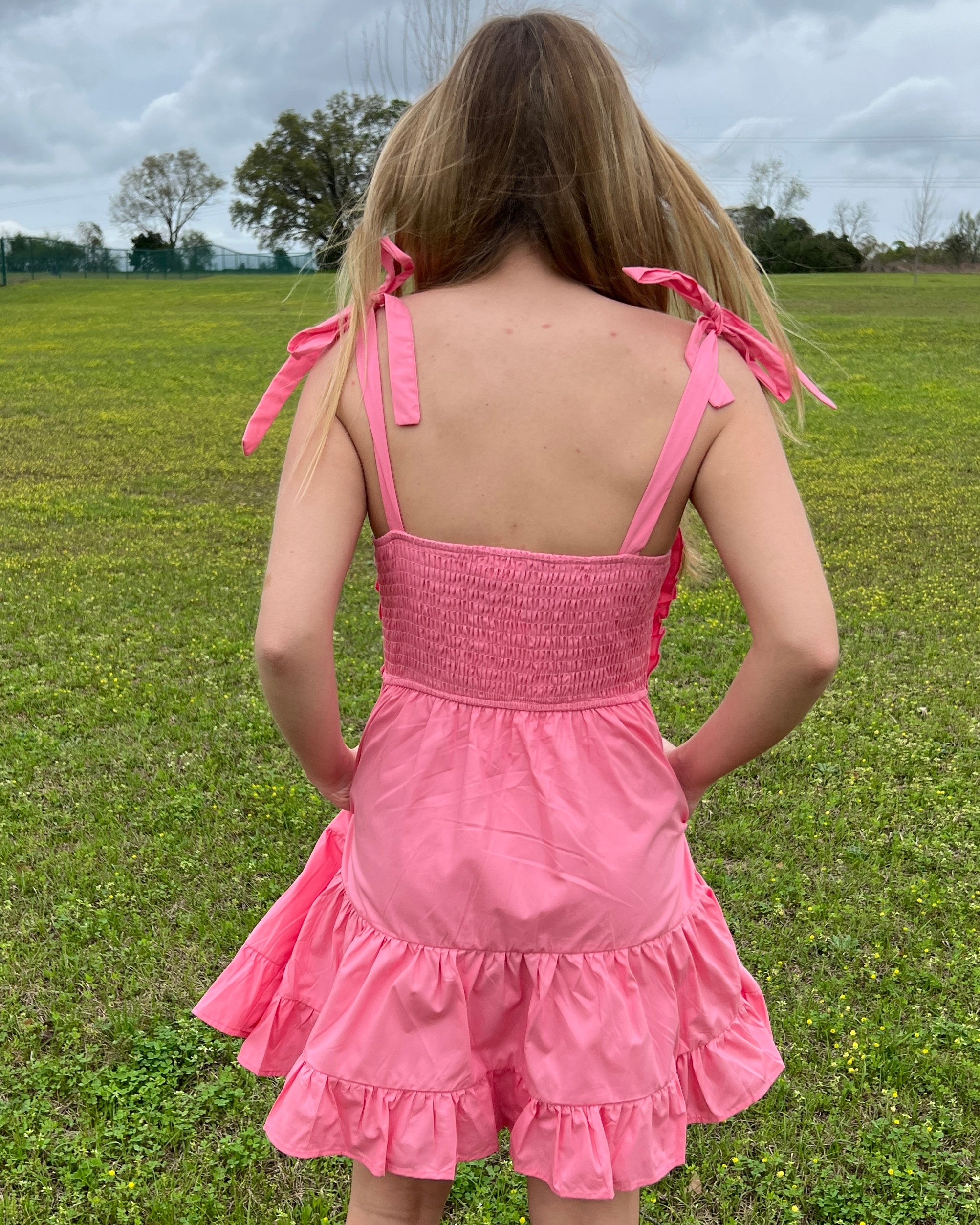 Love More Pink Punch Bow Dress-Shop-Womens-Boutique-Clothing