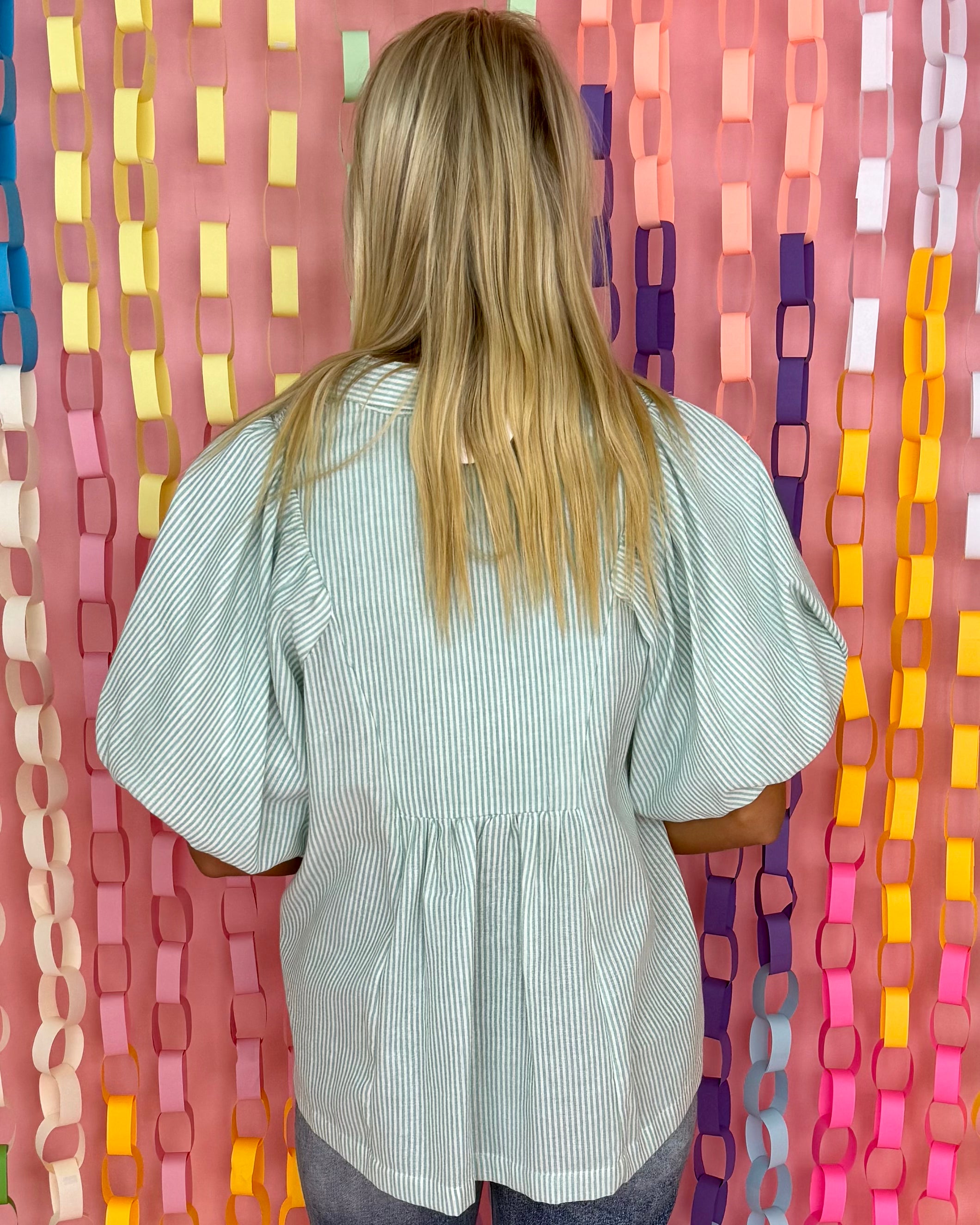 Daily Delight Green Stripe Collared Top-Shop-Womens-Boutique-Clothing