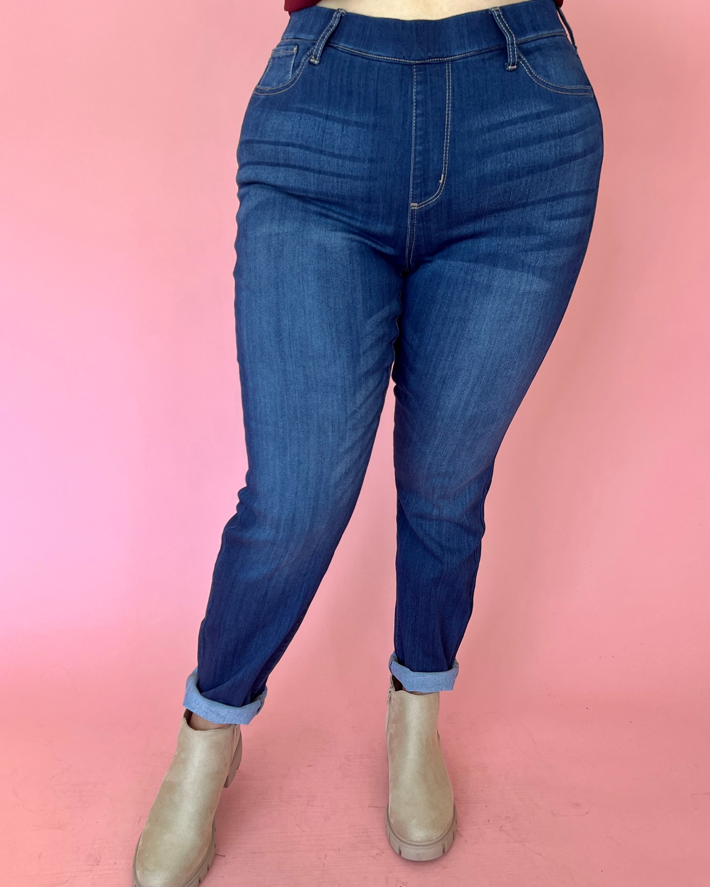 Casual Feelings Plus Dark Denim Jeans-Shop-Womens-Boutique-Clothing