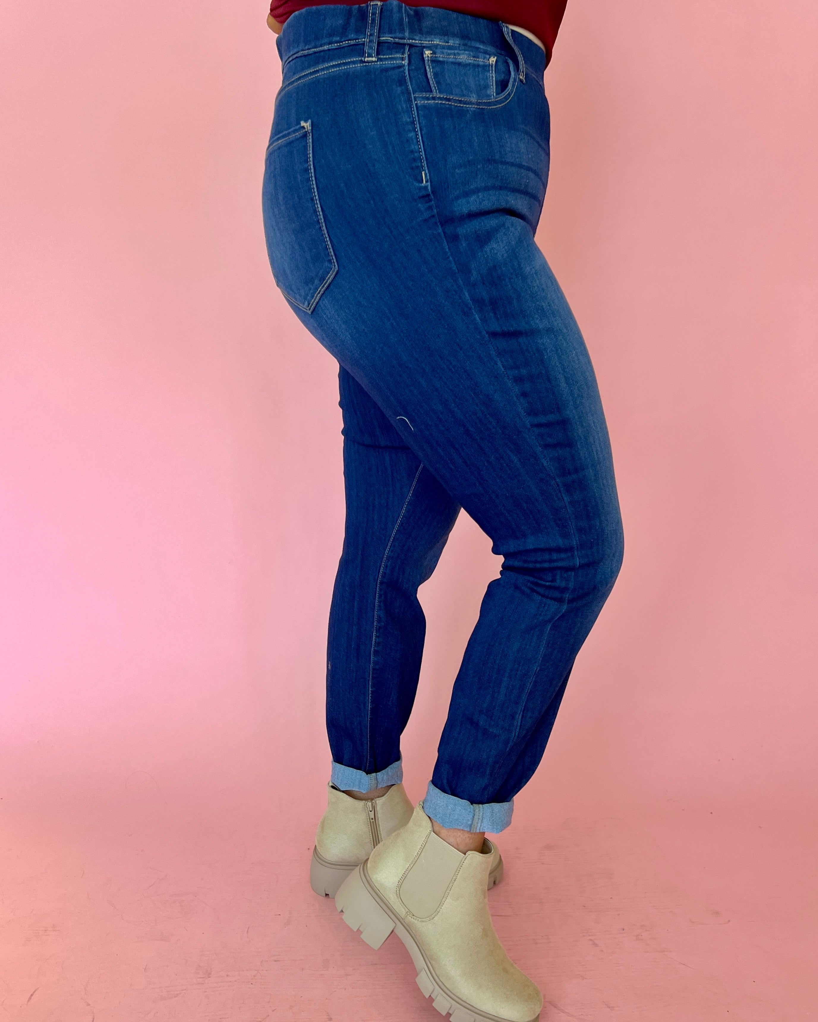 Casual Feelings Plus Dark Denim Jeans-Shop-Womens-Boutique-Clothing