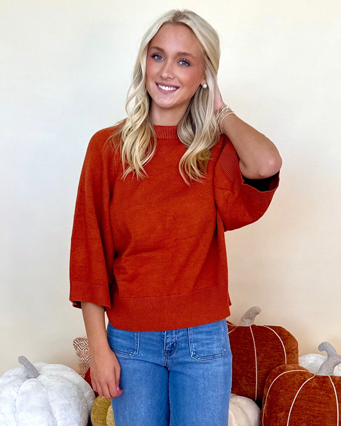 Carefree Moment Rust Drop Shoulder Sweater-Shop-Womens-Boutique-Clothing