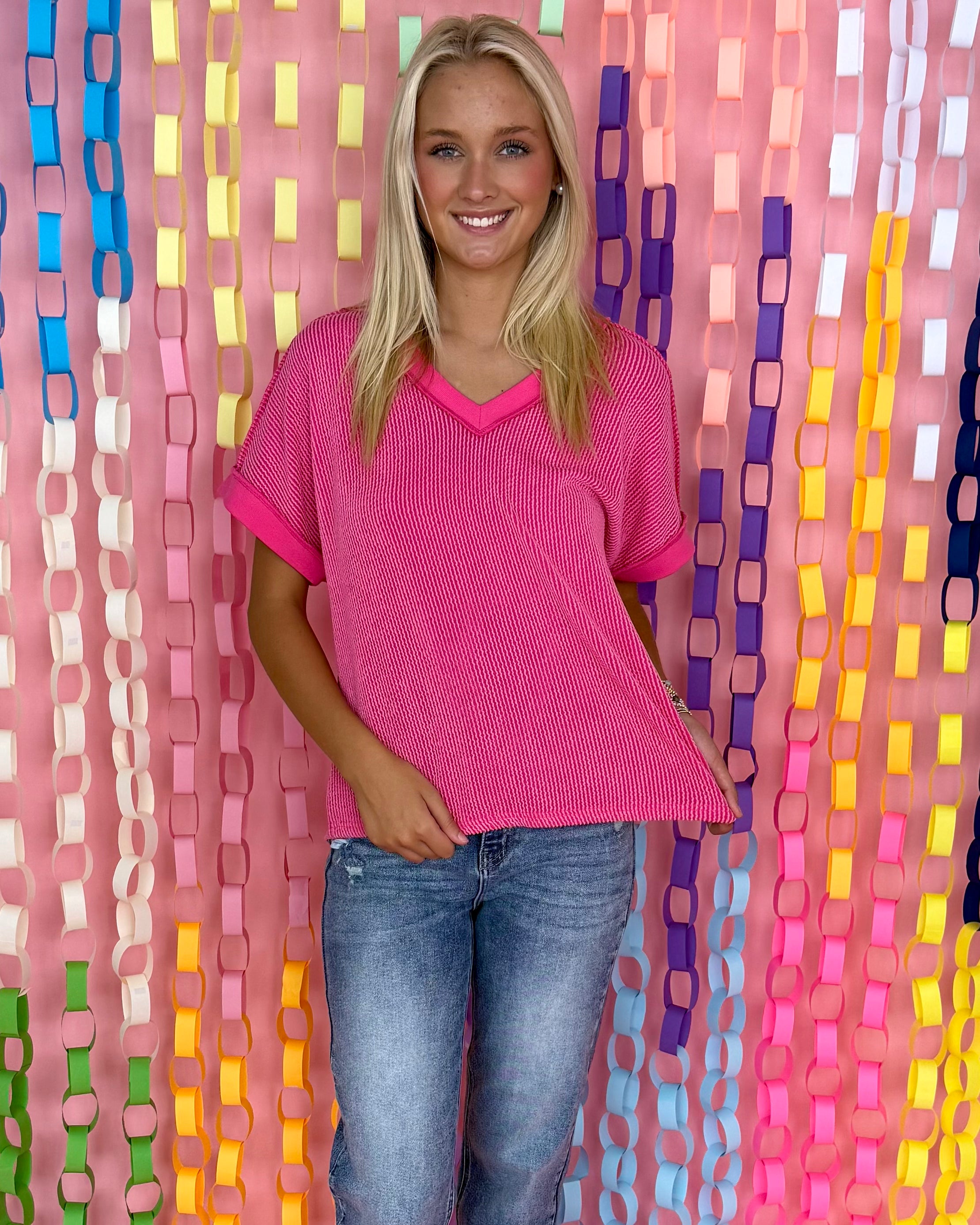 The Show Fuchsia Rib Dolman Top-Shop-Womens-Boutique-Clothing