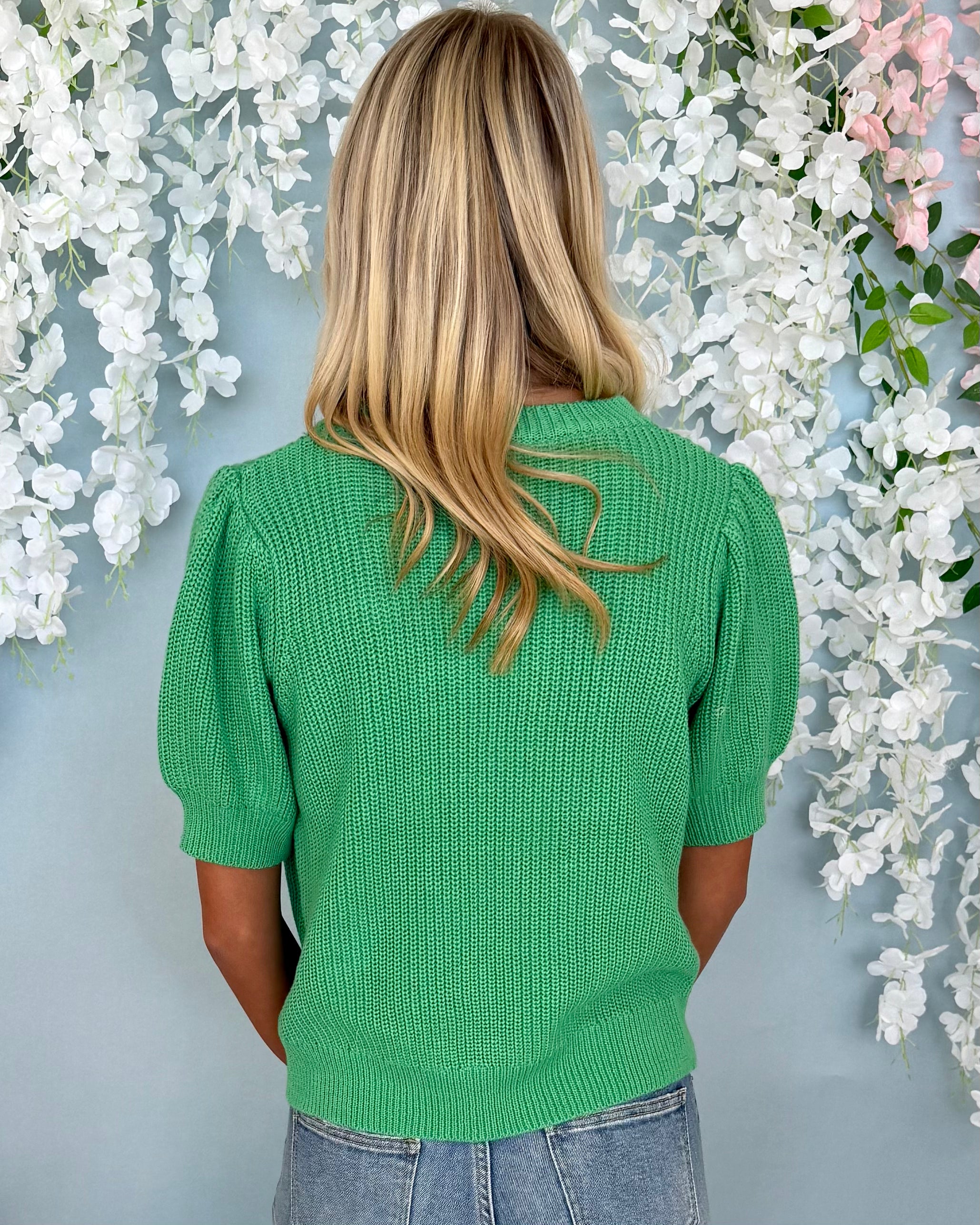Feeling Connected Green Textured Ribbon Sweater-Shop-Womens-Boutique-Clothing