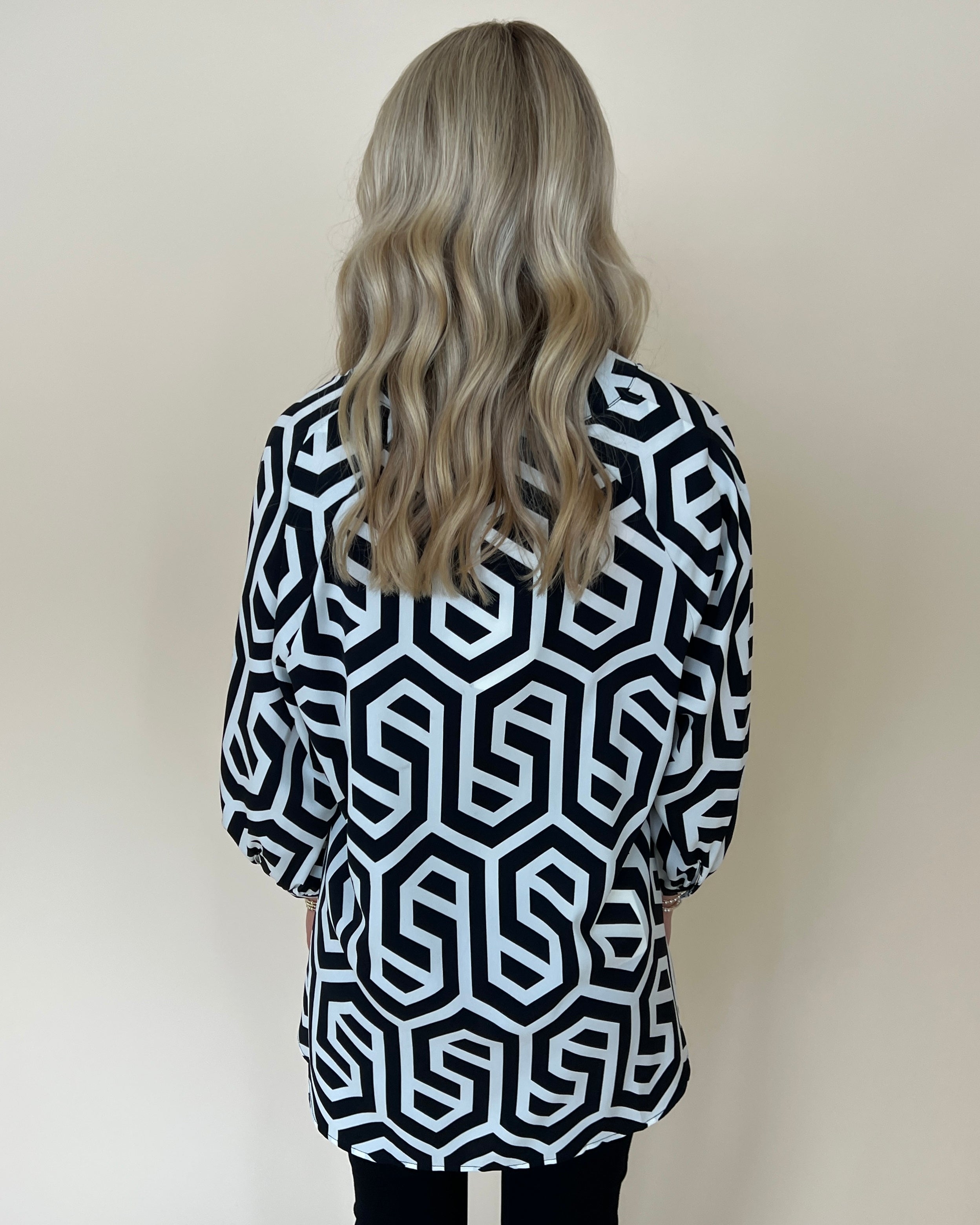 Your Move Black Geometric Button Down Top-Shop-Womens-Boutique-Clothing