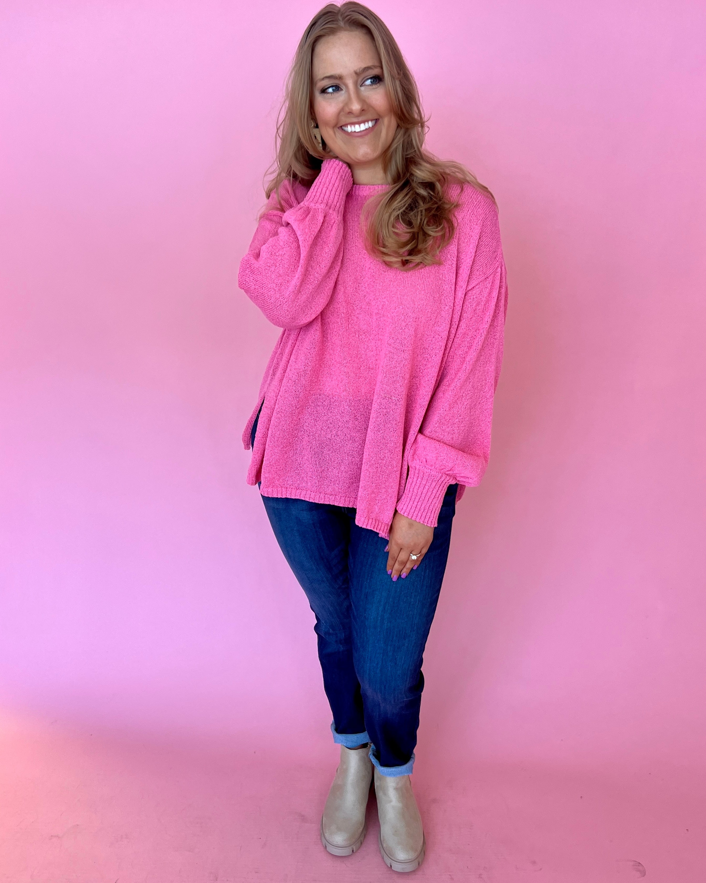 Spice It Up Malibu Pink Plus Size Knit Sweater-Shop-Womens-Boutique-Clothing