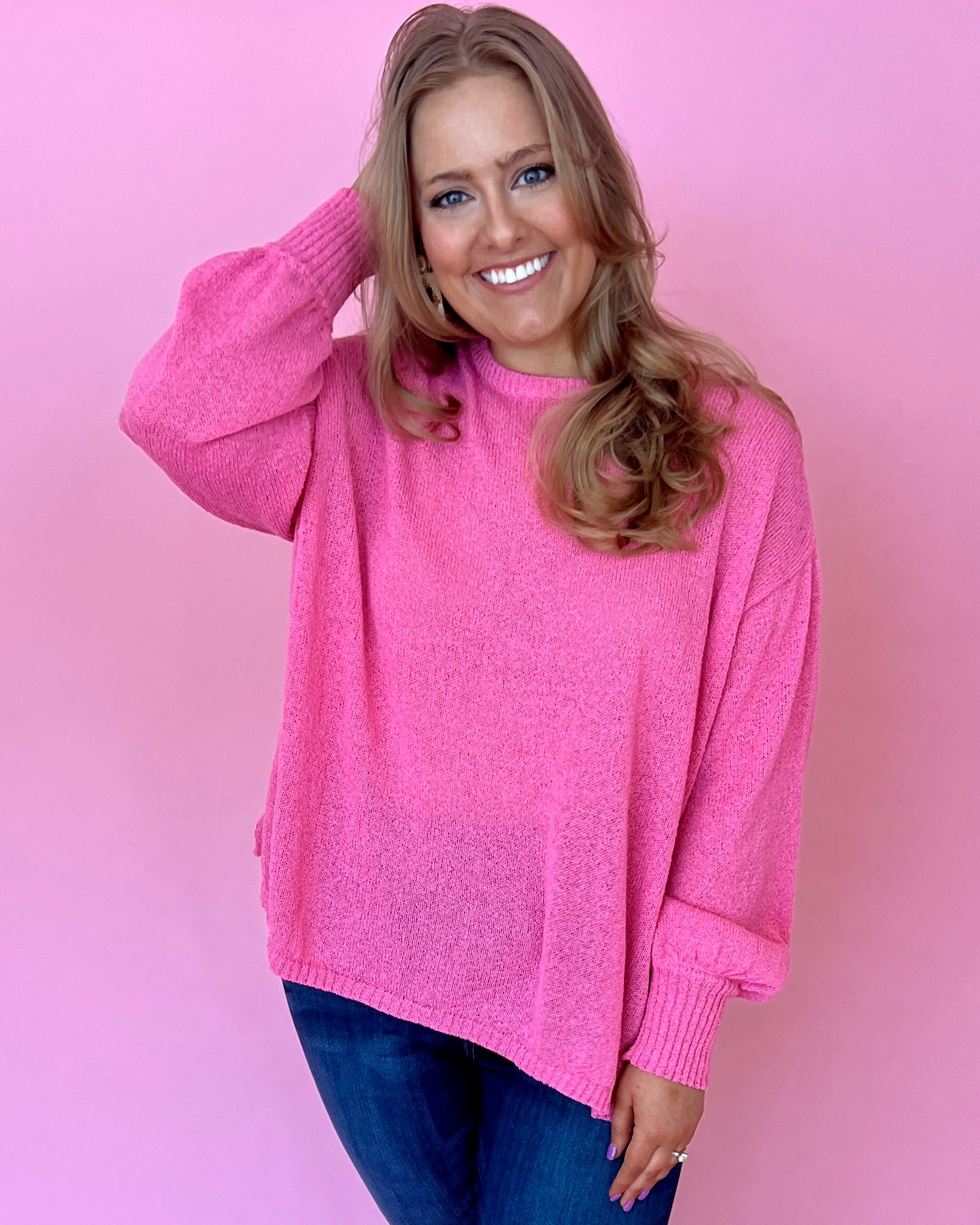 Spice It Up Malibu Pink Plus Size Knit Sweater-Shop-Womens-Boutique-Clothing