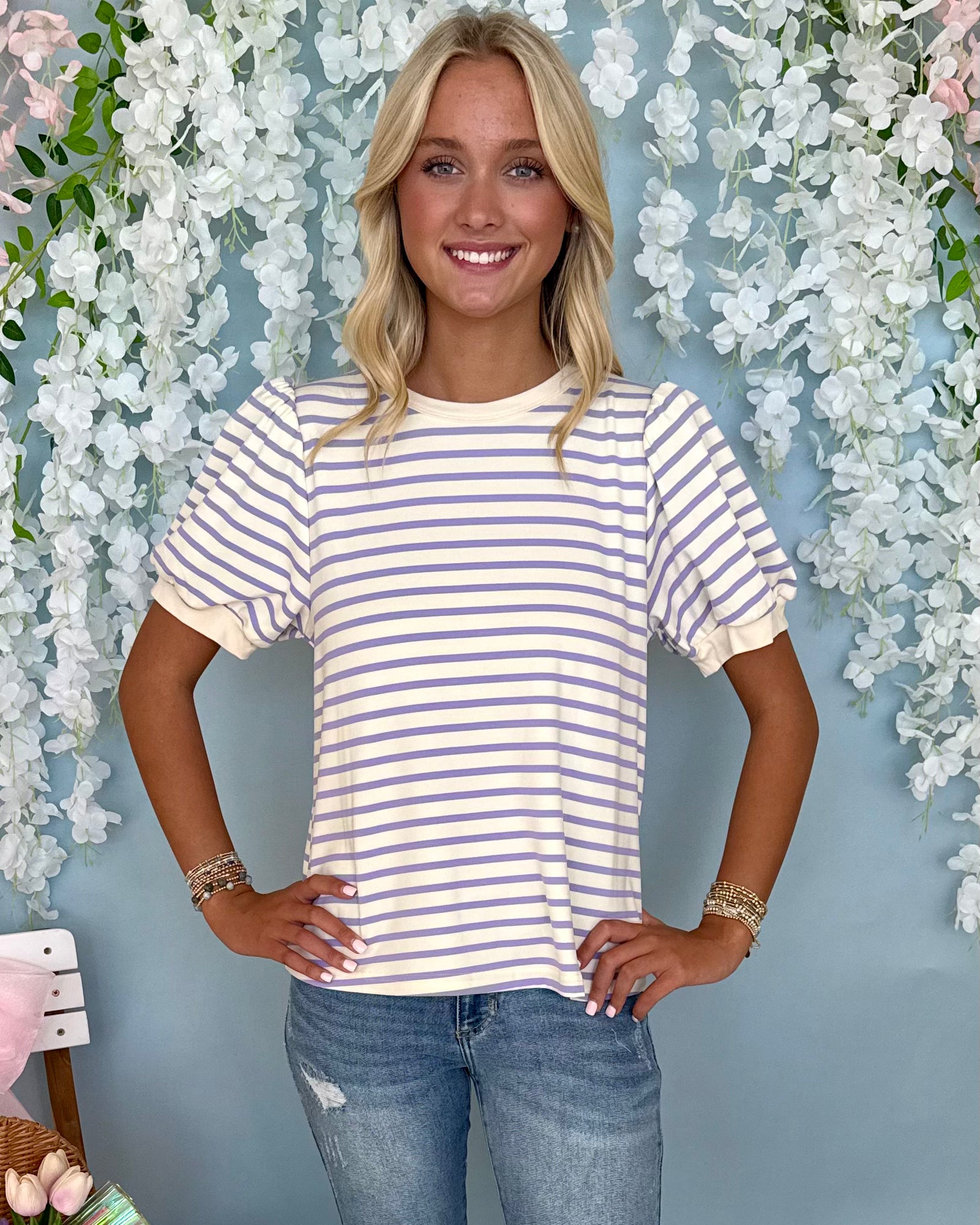 Let It Shine Lavender Striped Top-Shop-Womens-Boutique-Clothing