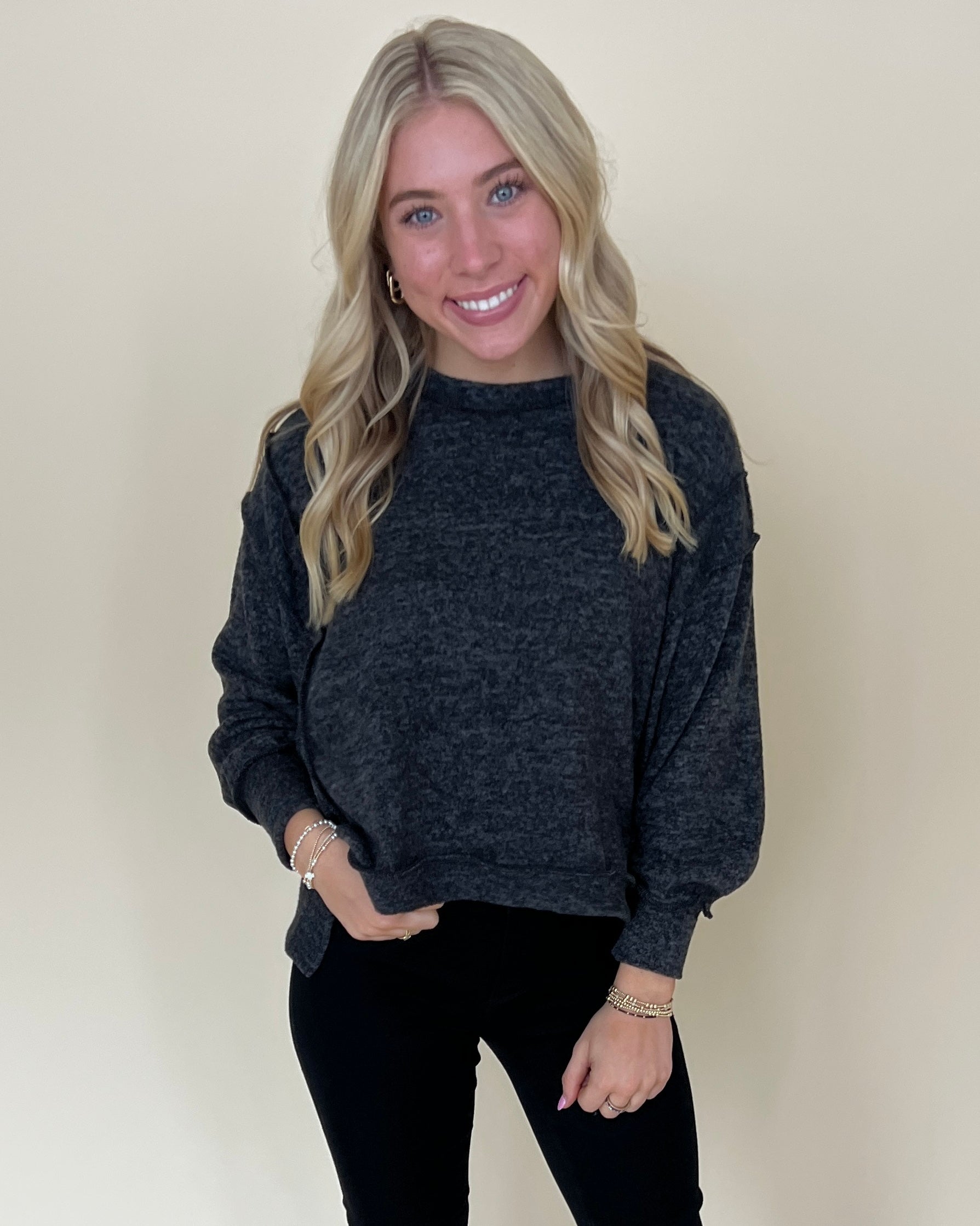 Cozier Than Ever Black Brushed Sweater-Shop-Womens-Boutique-Clothing