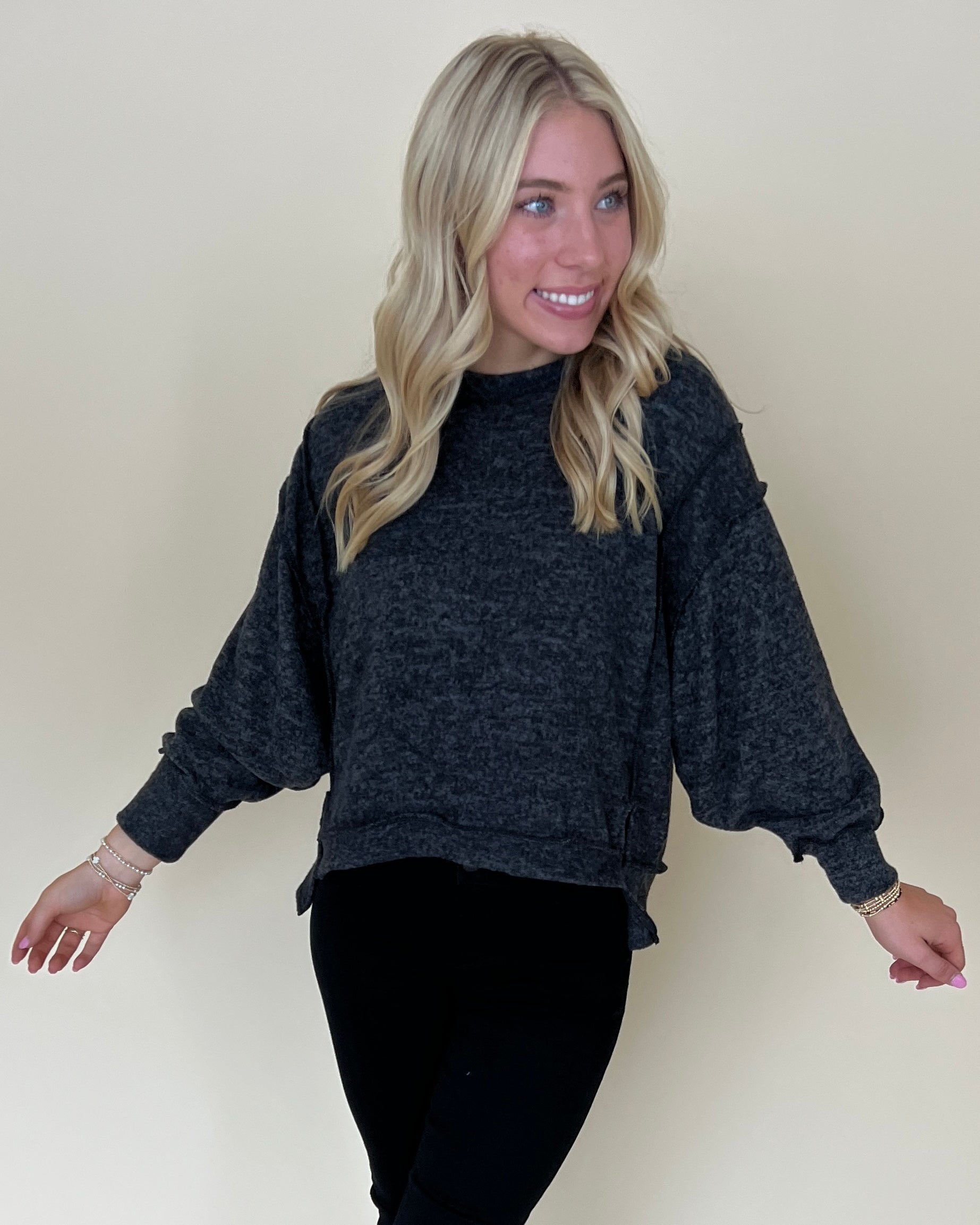 Cozier Than Ever Black Brushed Sweater-Shop-Womens-Boutique-Clothing