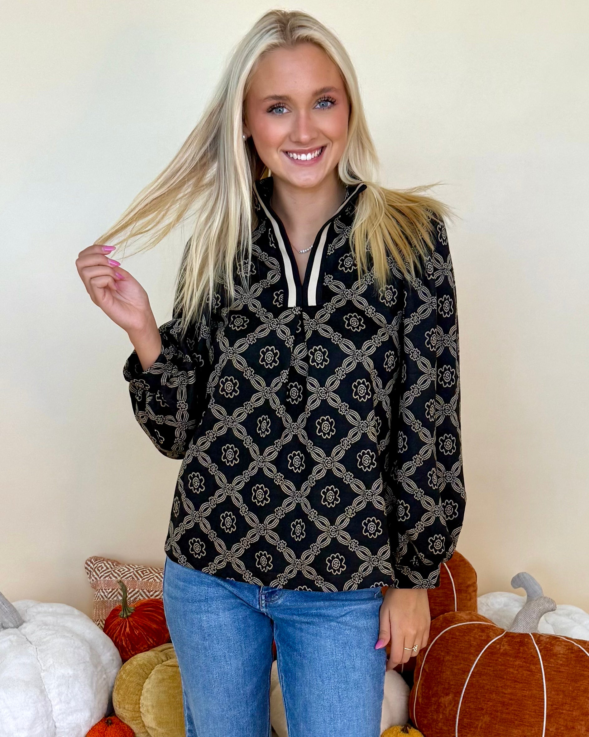 Delicate Days Black Abstract Band Top-Shop-Womens-Boutique-Clothing