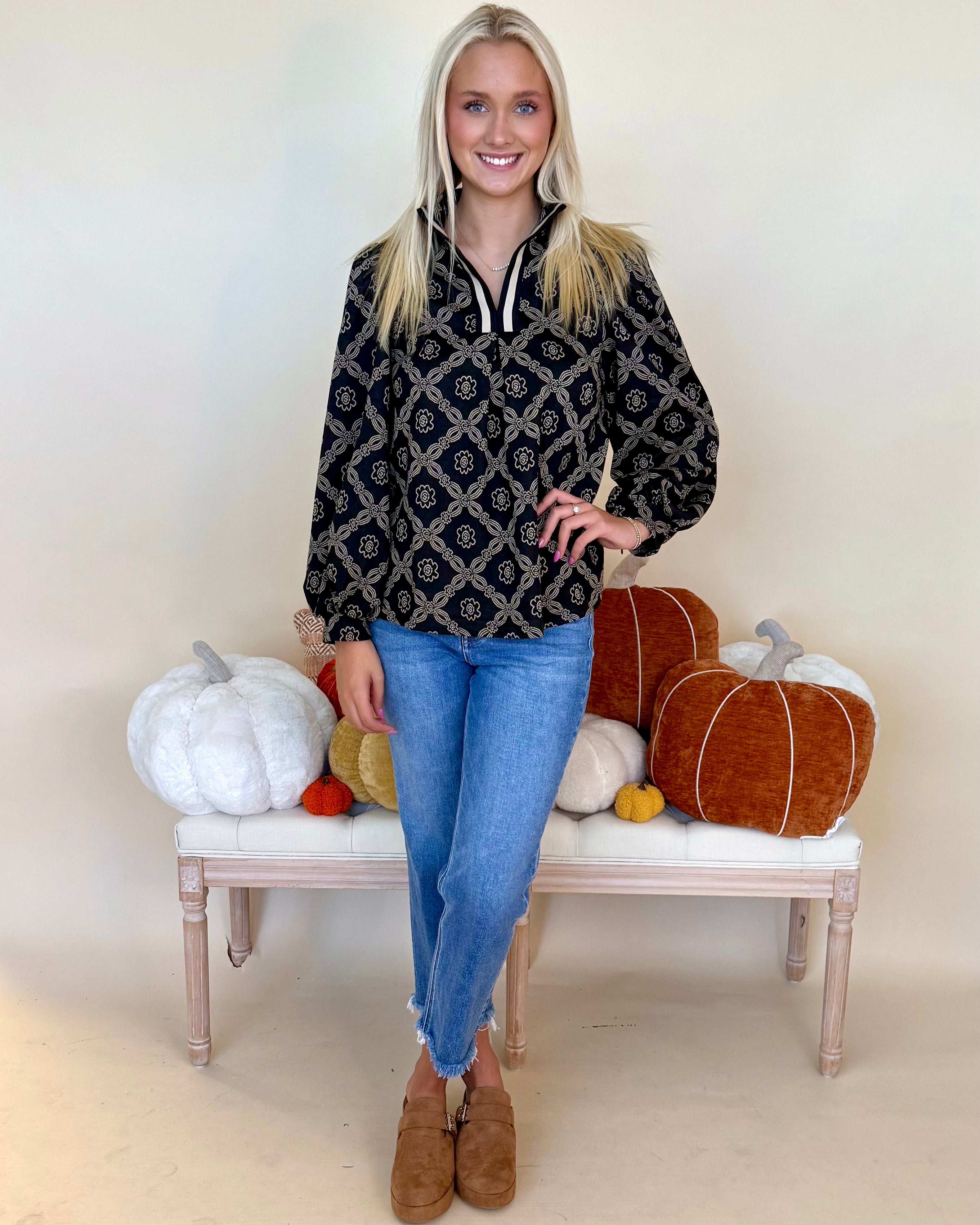 Delicate Days Black Abstract Band Top-Shop-Womens-Boutique-Clothing