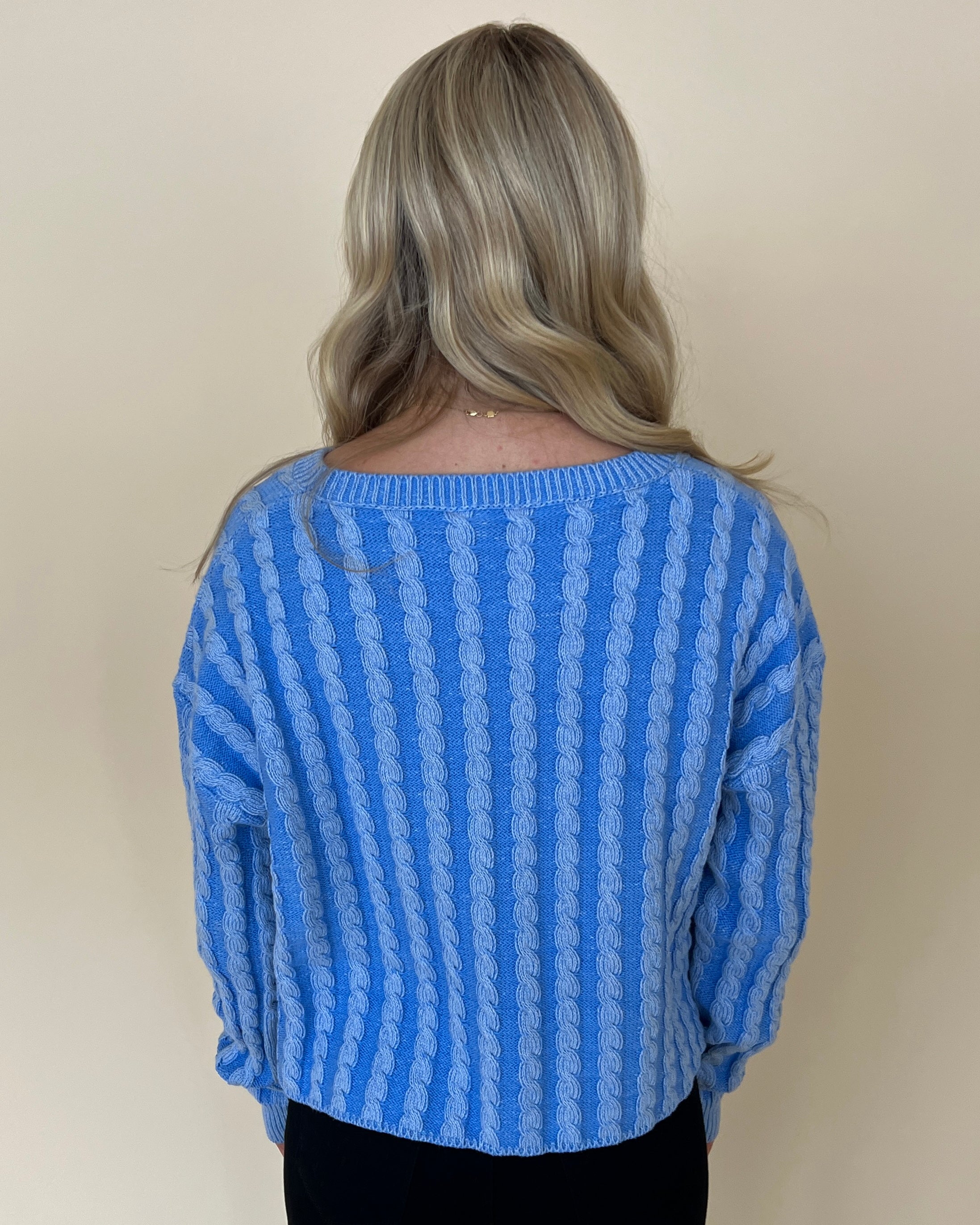 Along The Way Pale Blue Cropped Knit Sweater-Shop-Womens-Boutique-Clothing