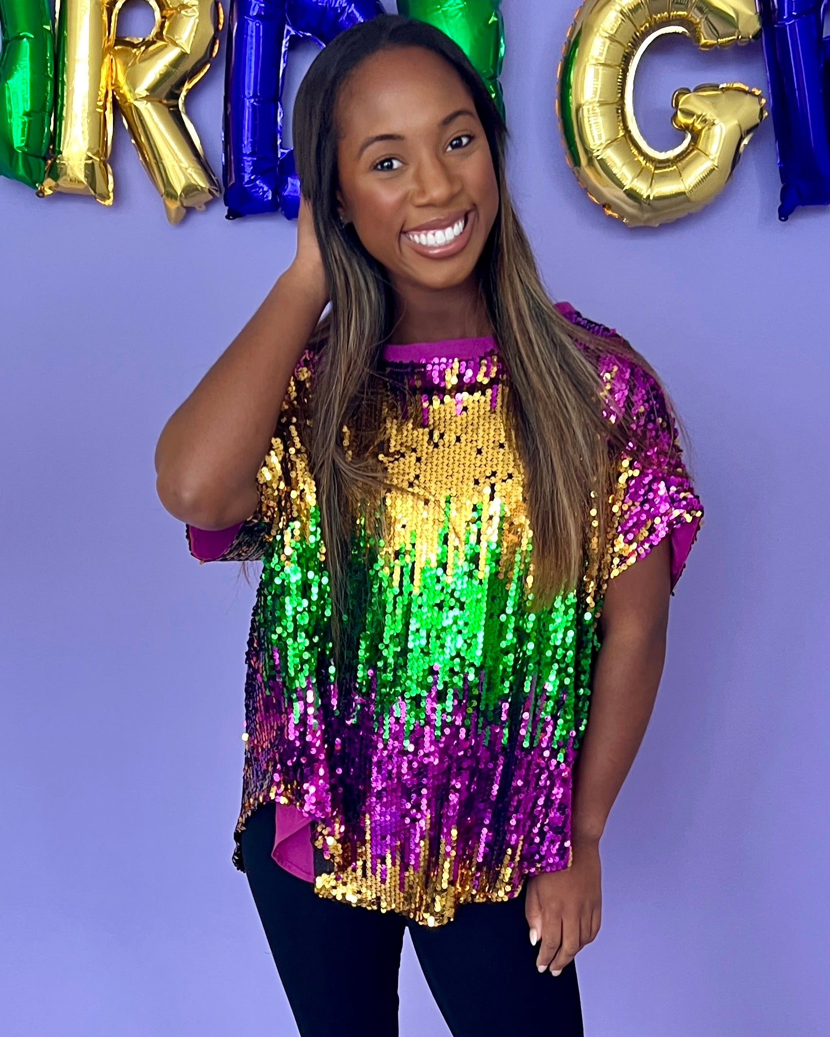 Life Of The Mardi Sequin Color Block Top-Shop-Womens-Boutique-Clothing