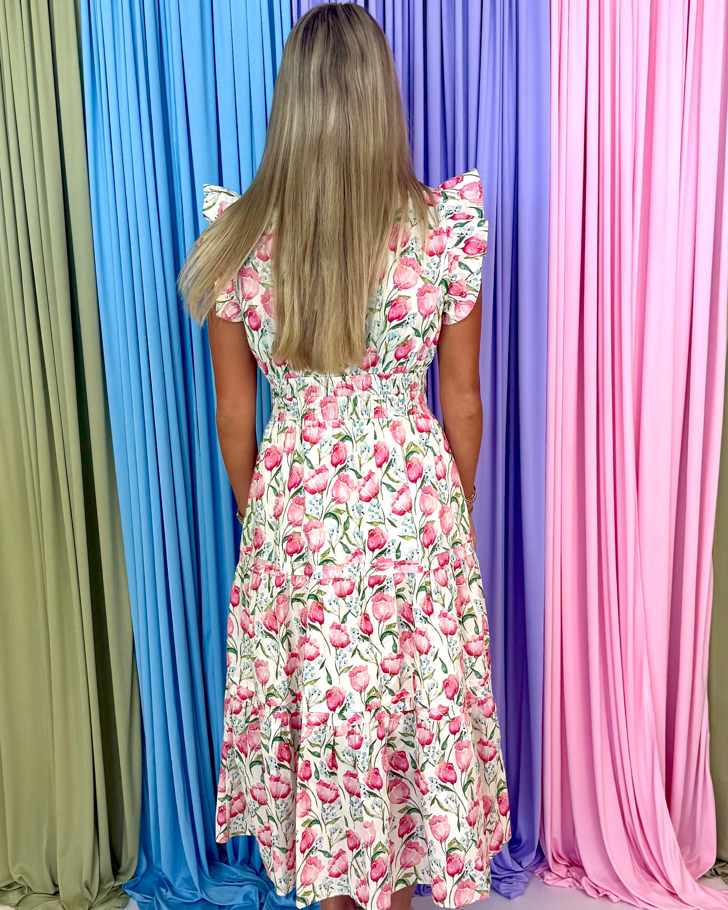 Chic Darling Floral Ruffle Sleeve Maxi Dress-Shop-Womens-Boutique-Clothing