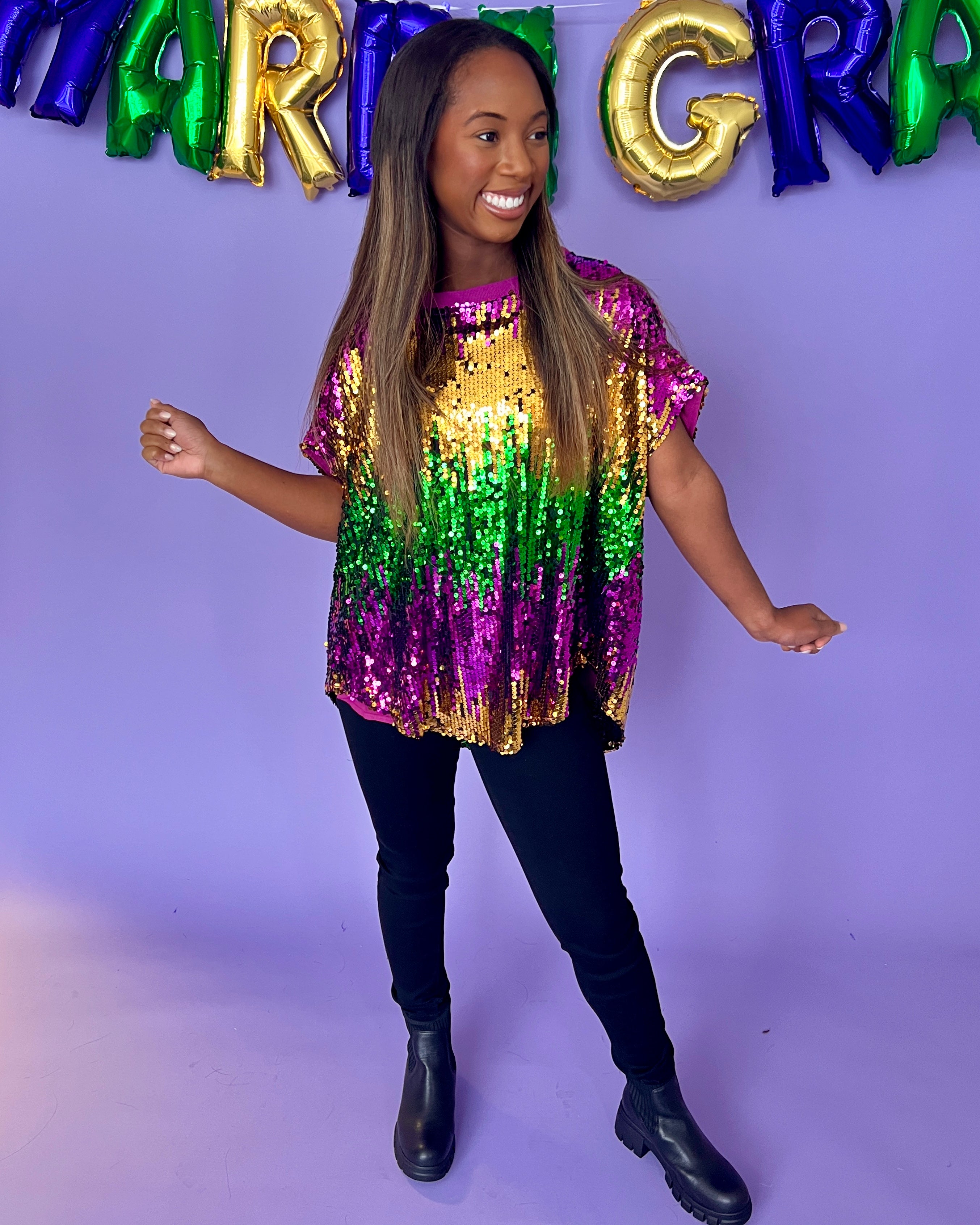 Life Of The Mardi Sequin Color Block Top-Shop-Womens-Boutique-Clothing