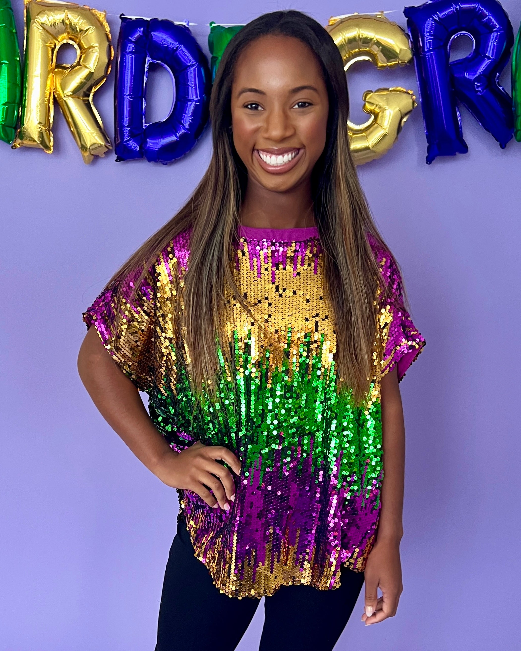 Life Of The Mardi Sequin Color Block Top-Shop-Womens-Boutique-Clothing
