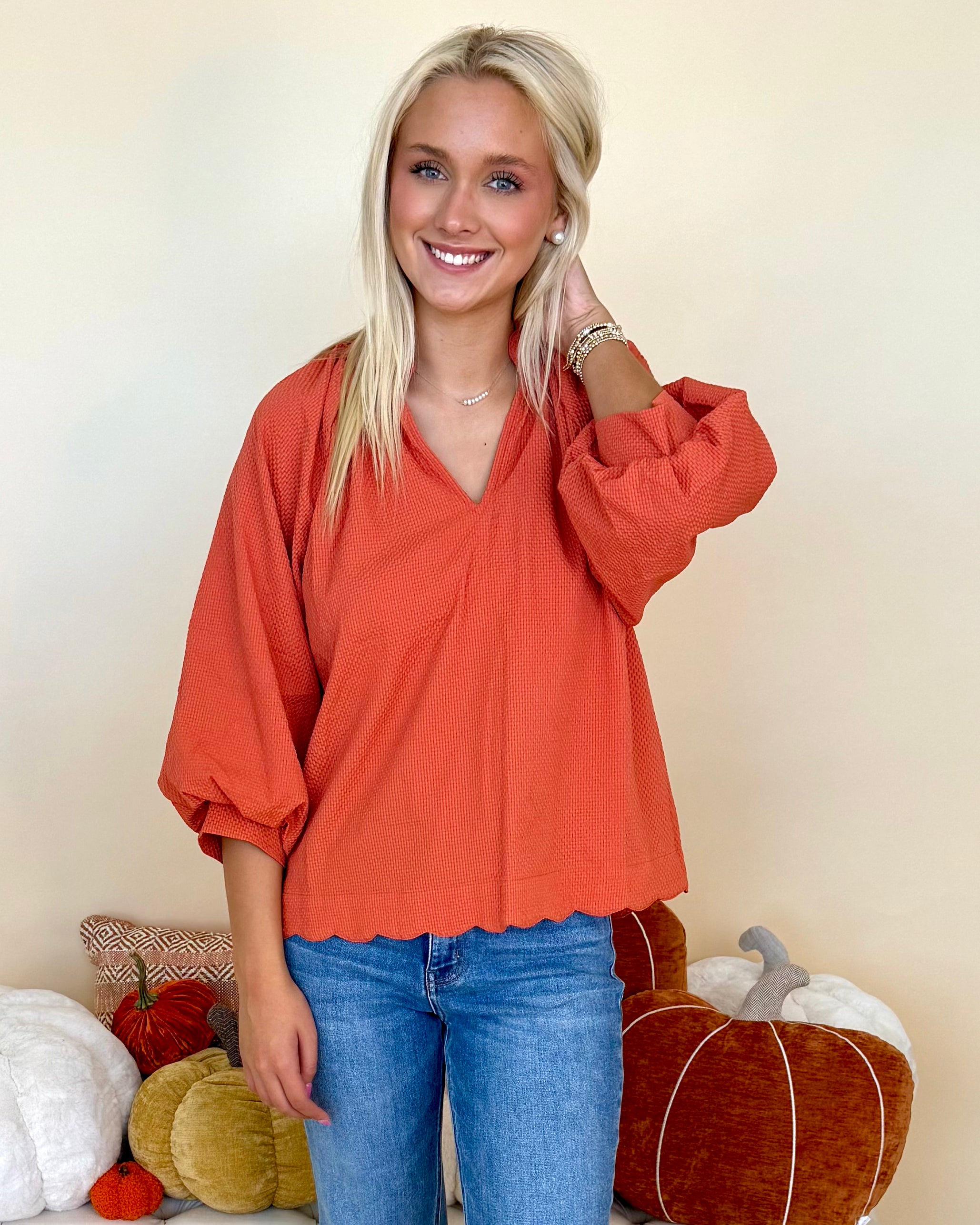 As It Is Rust Textured Top-Shop-Womens-Boutique-Clothing