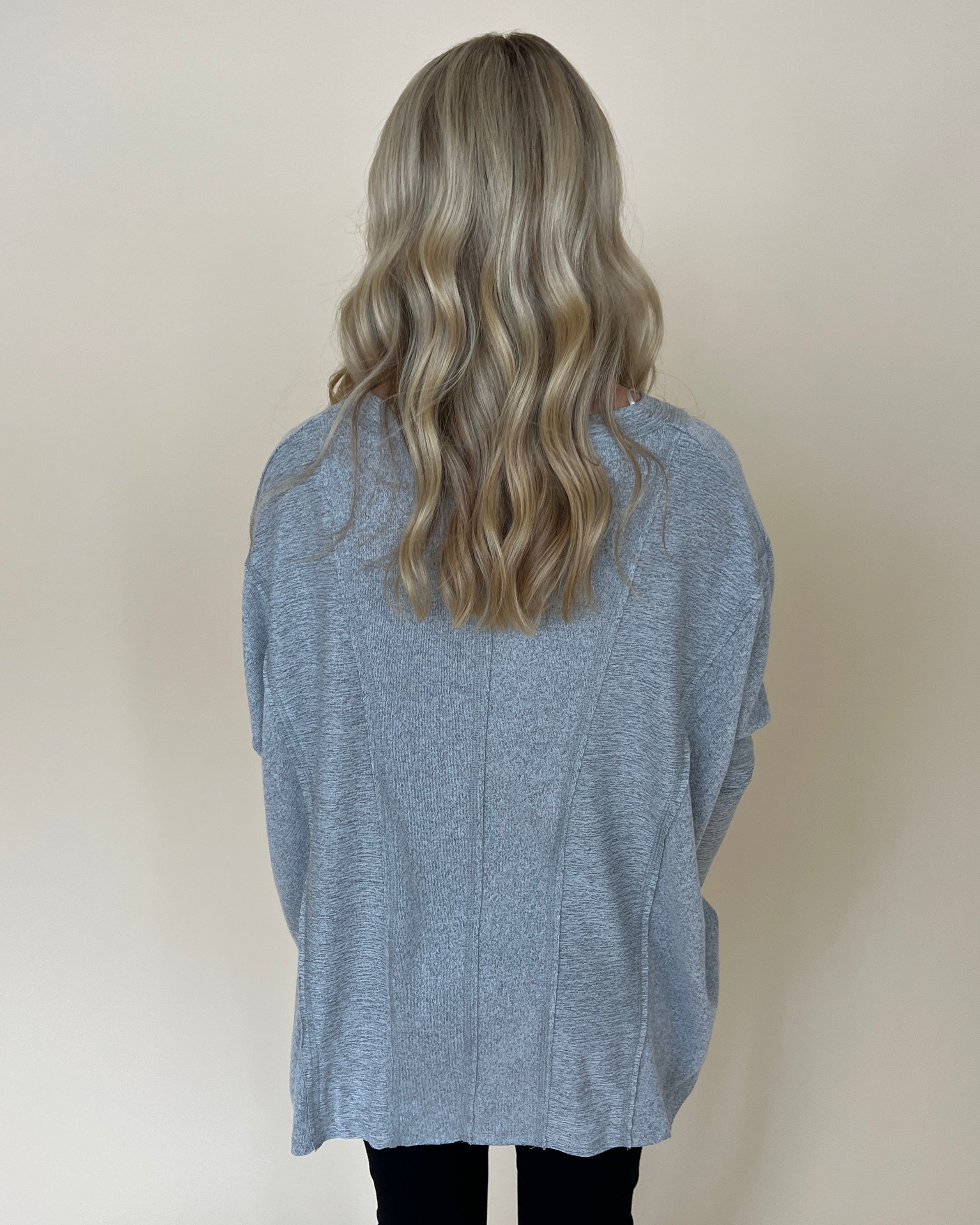 Gather Around H Grey Heathered Knit Top-Shop-Womens-Boutique-Clothing
