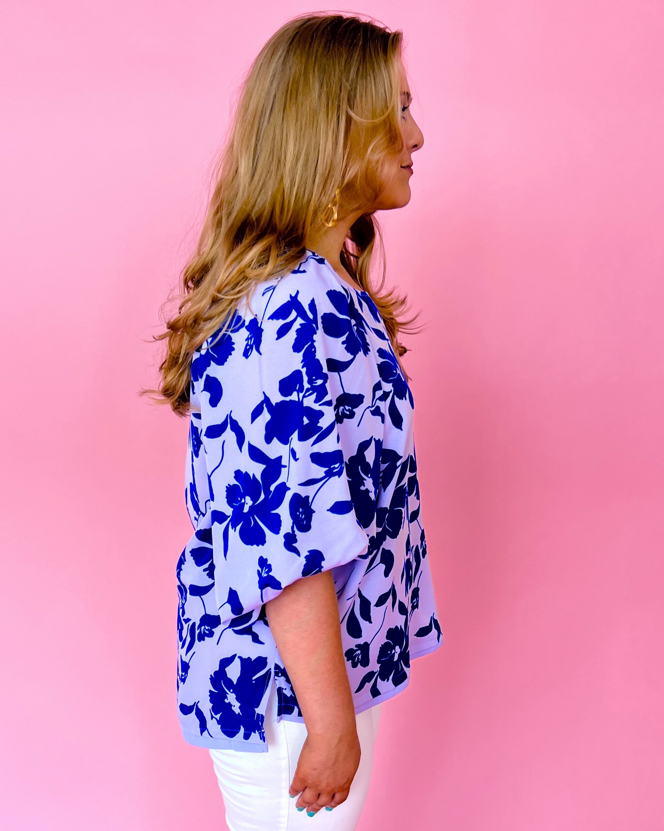 Sandy Steps Lavender Plus Floral Print Boat Neck Top-Shop-Womens-Boutique-Clothing