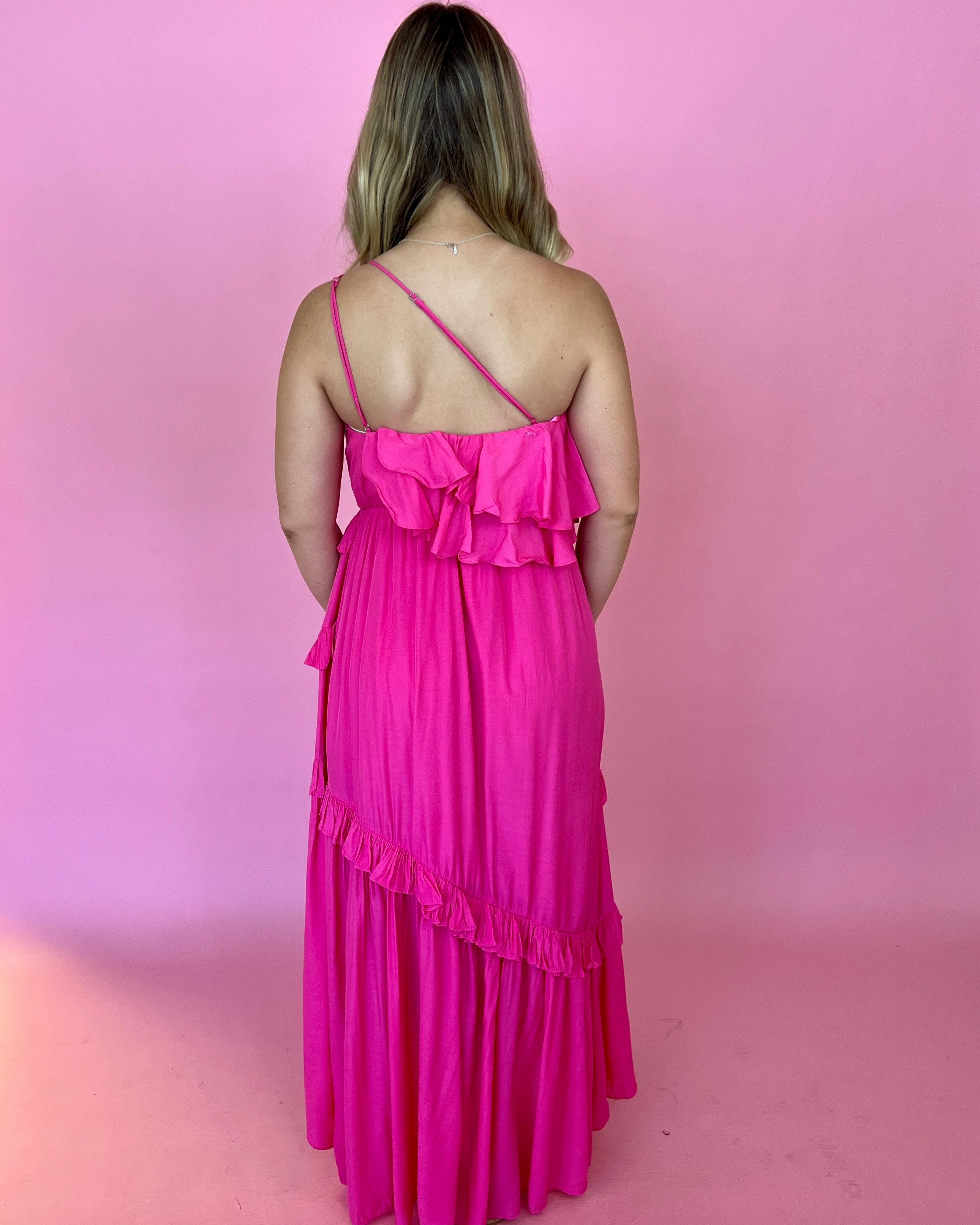 This Is Our Place Doll Pink Asymmetric Ruffle Dress-Shop-Womens-Boutique-Clothing