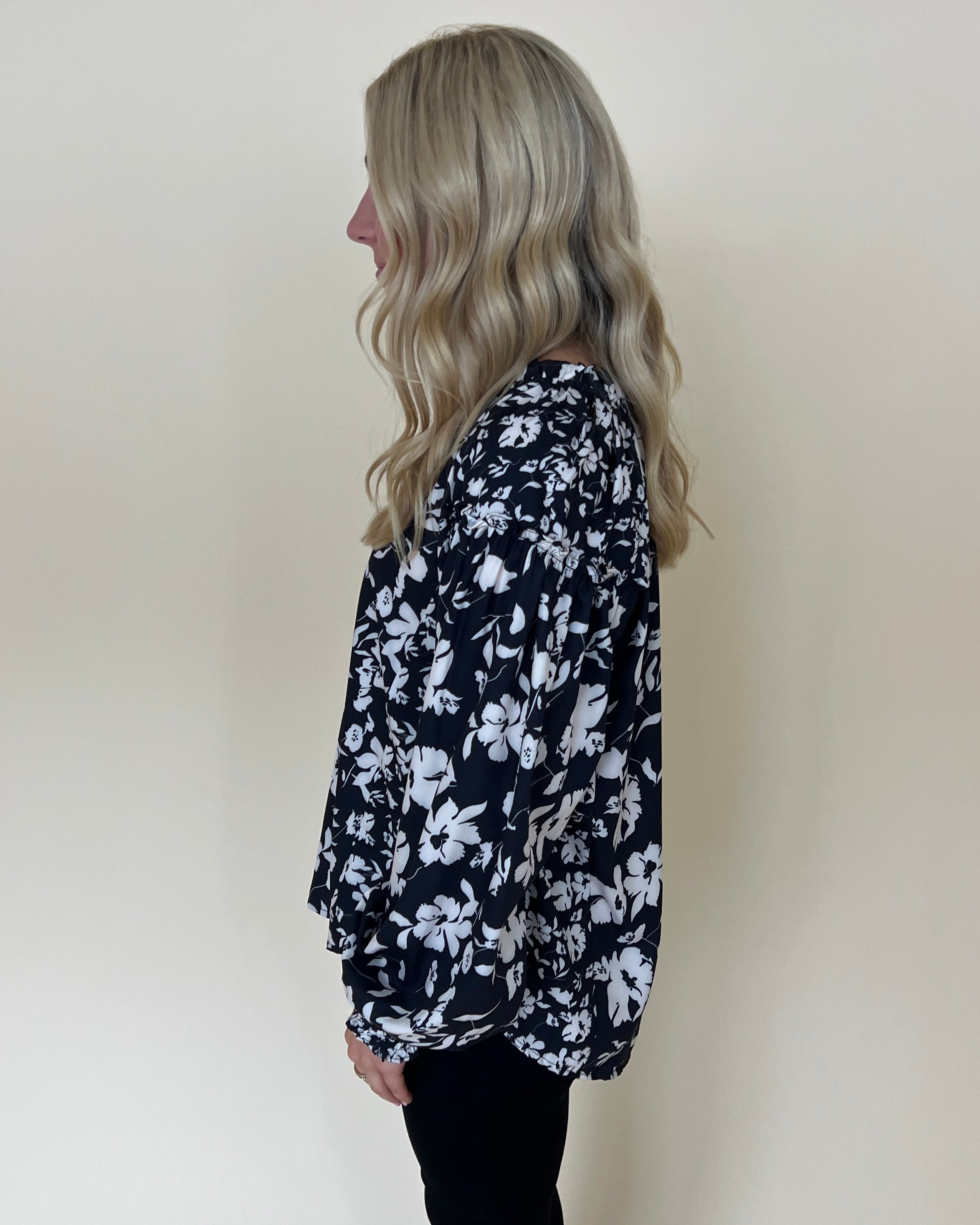 Never Late Black Mix Floral Smocked Top-Shop-Womens-Boutique-Clothing