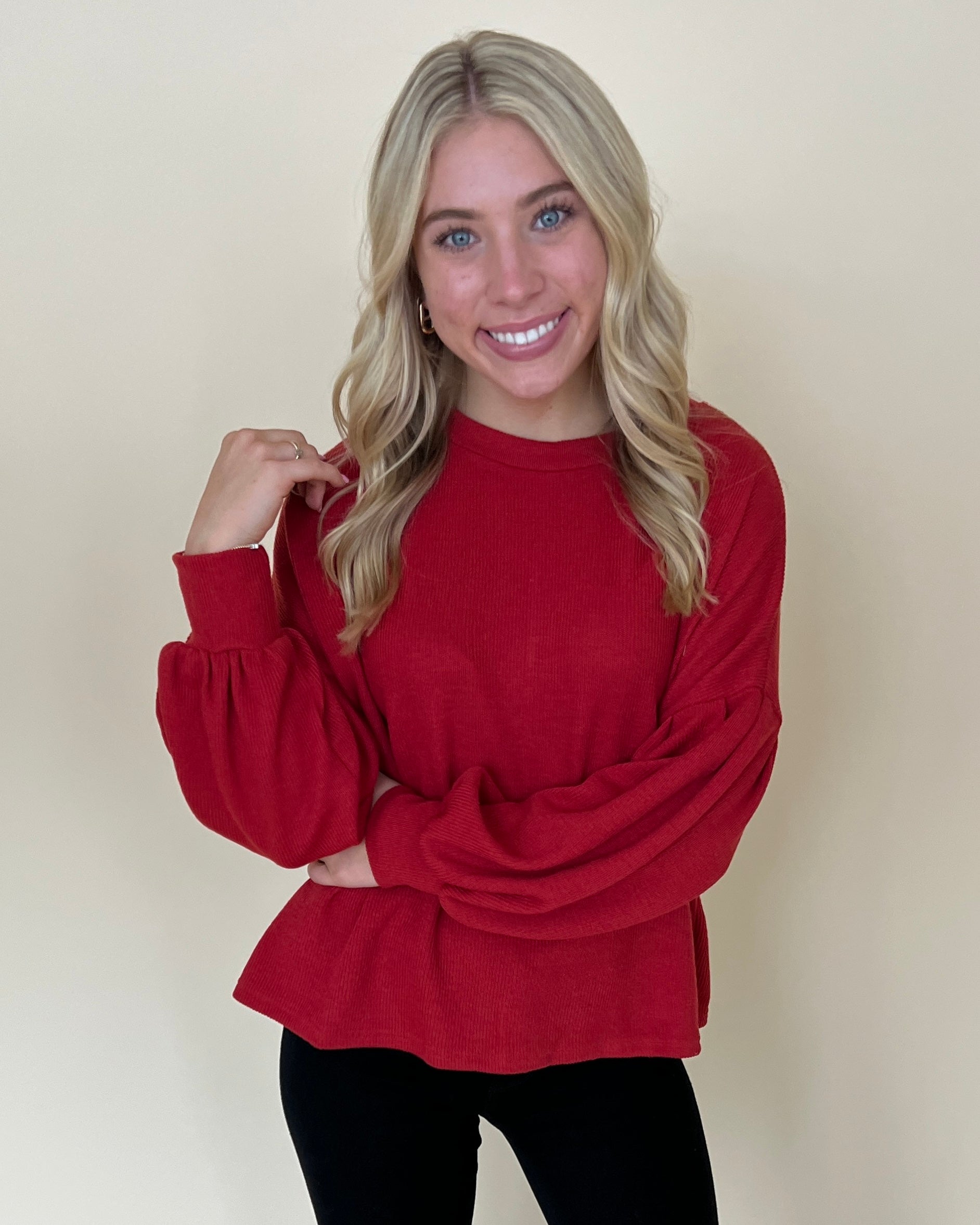 Feeling It Brick Ribbed Top-Shop-Womens-Boutique-Clothing