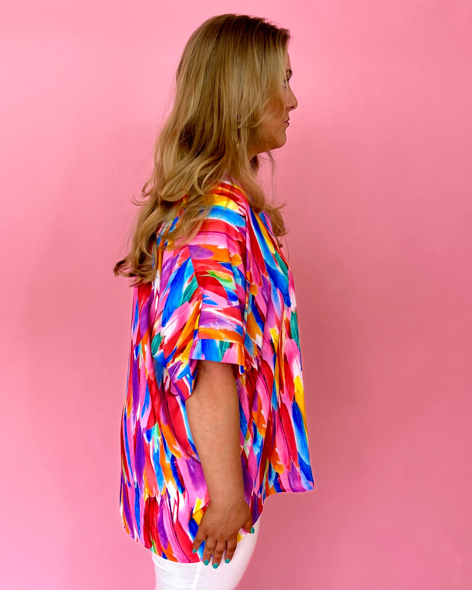 Under The Cabana Plus Feather Print Dolman Top-Shop-Womens-Boutique-Clothing