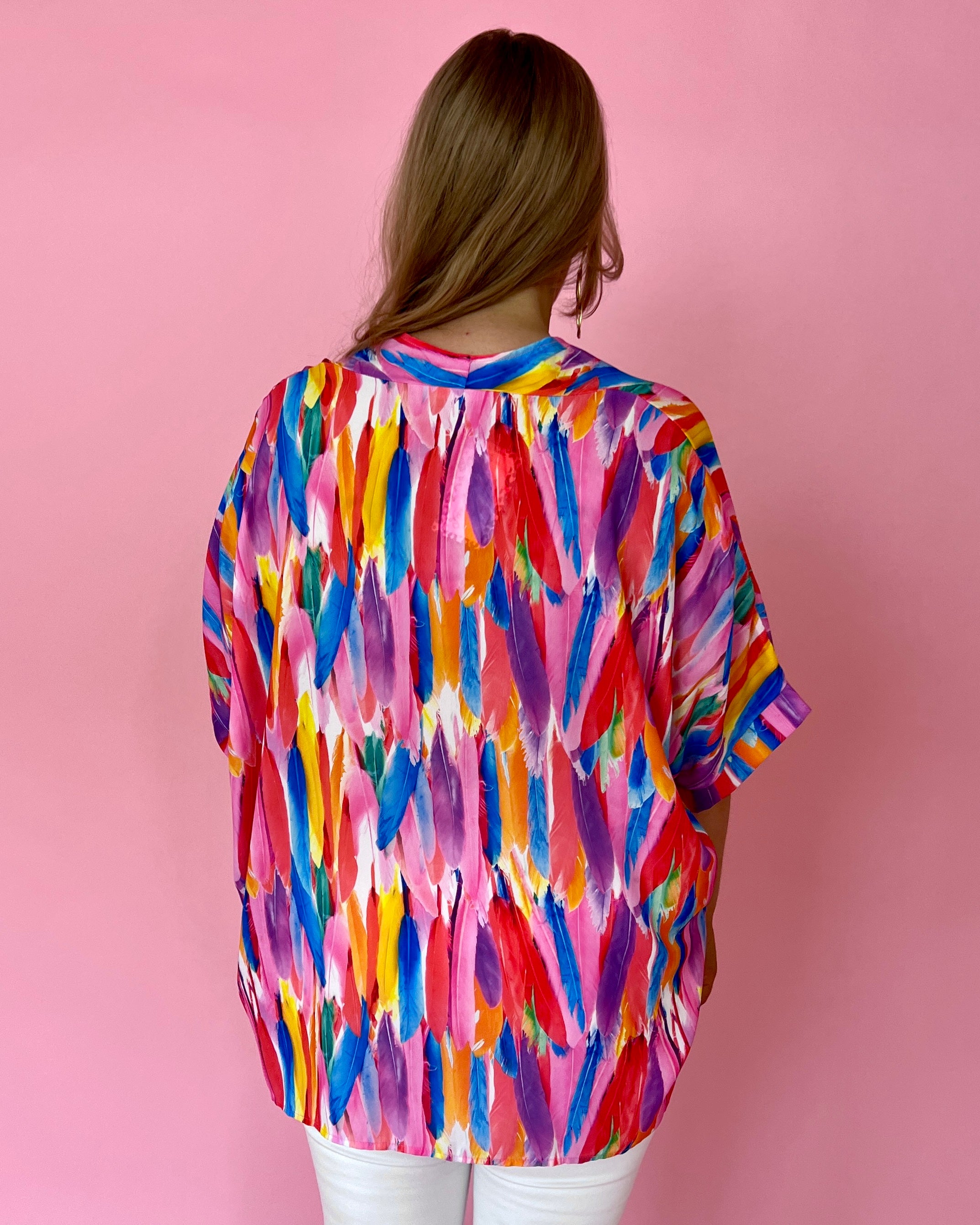 Under The Cabana Plus Feather Print Dolman Top-Shop-Womens-Boutique-Clothing