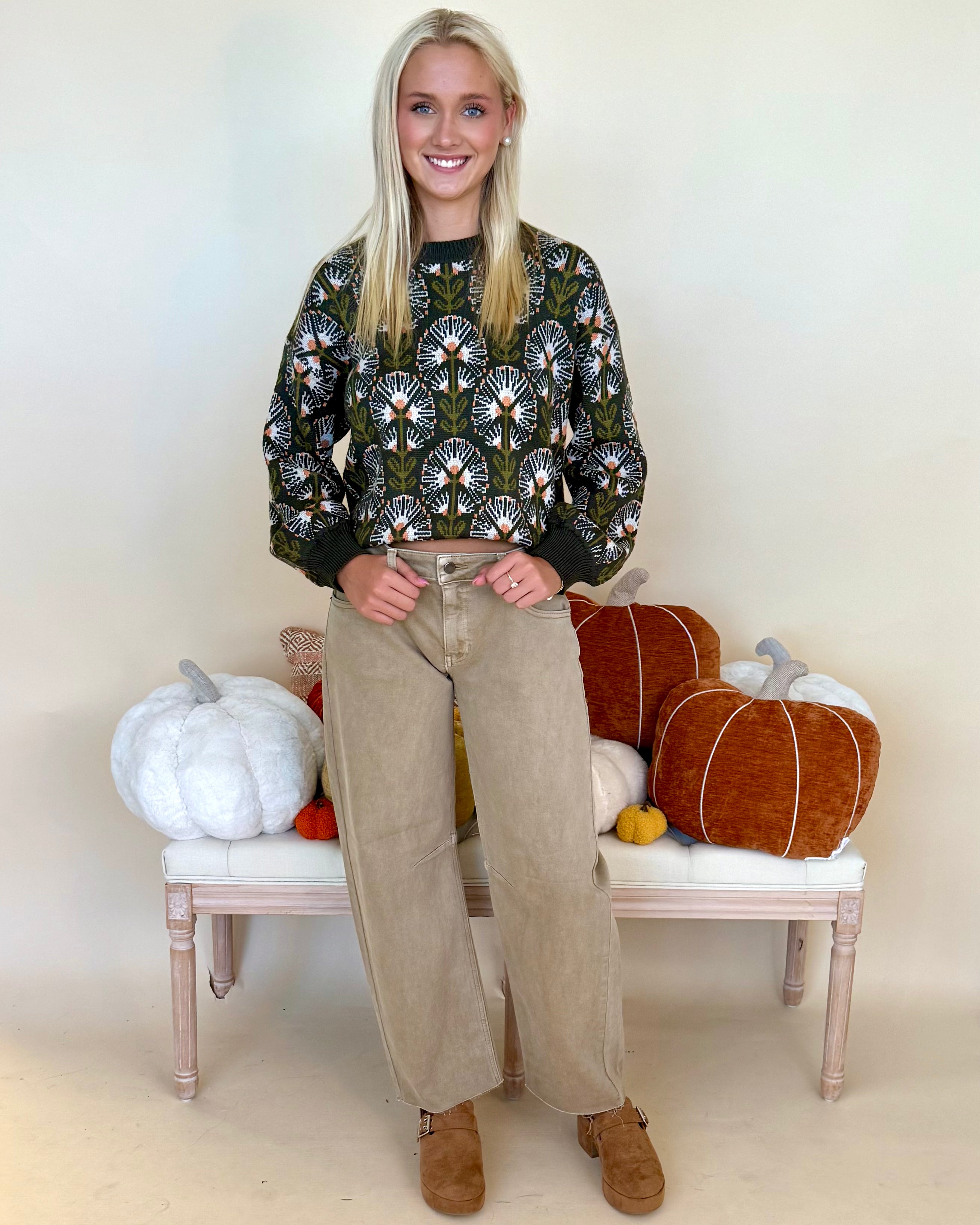 There's Always Hope Olive Print Sweater-Shop-Womens-Boutique-Clothing