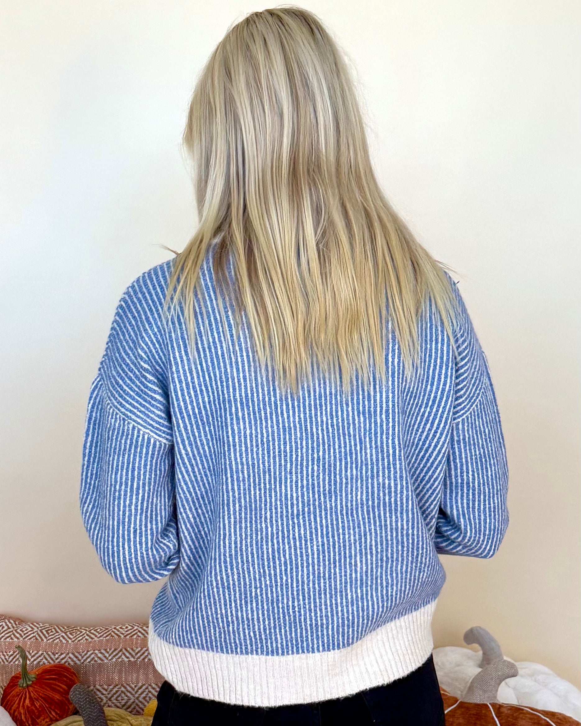 All Is Calm Blue Marled Turtle Neck Sweater-Shop-Womens-Boutique-Clothing