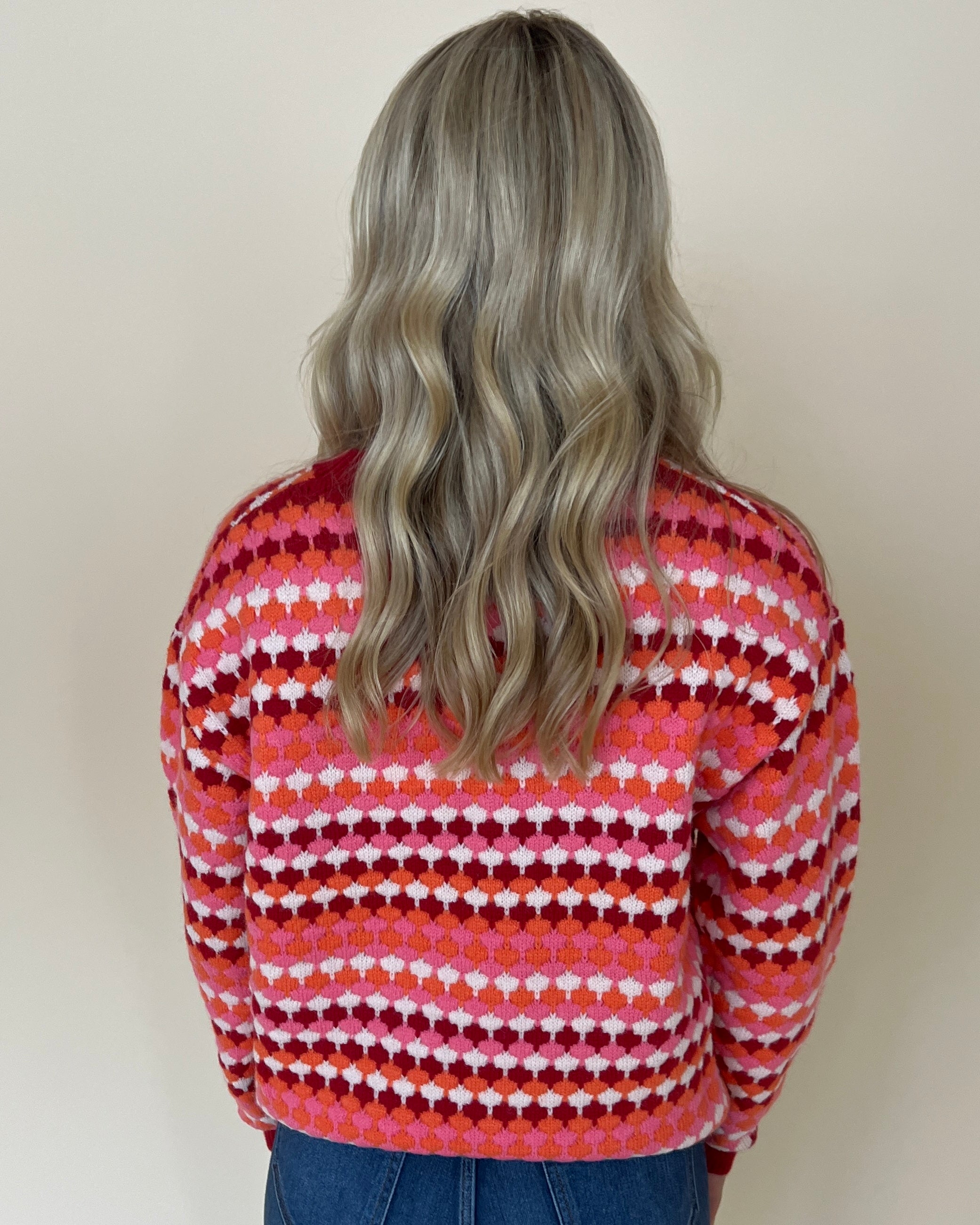 Always Fun Red Multi Colored Sweater-Shop-Womens-Boutique-Clothing