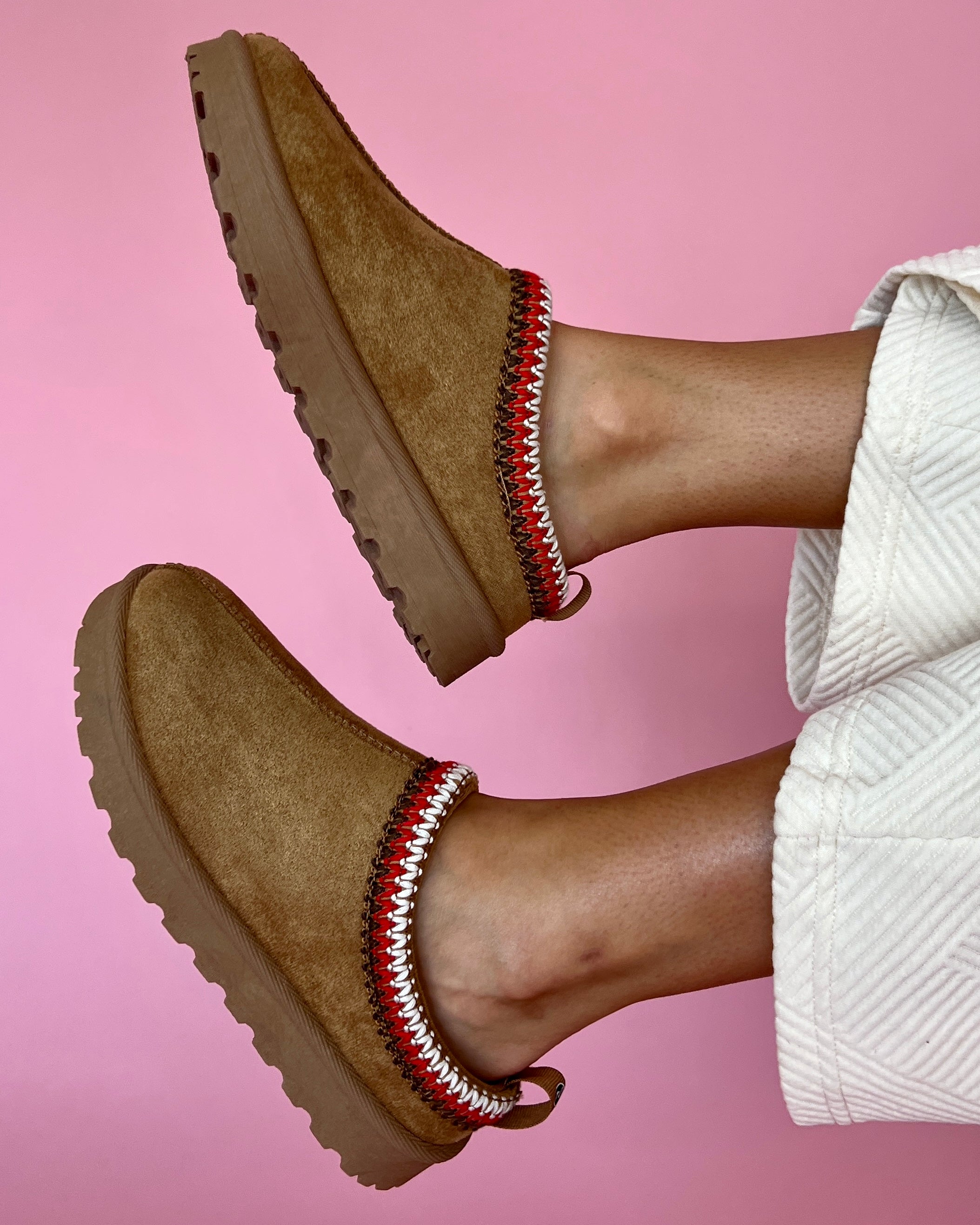Haley Cognac Platform Embroidery Slippers-Shop-Womens-Boutique-Clothing