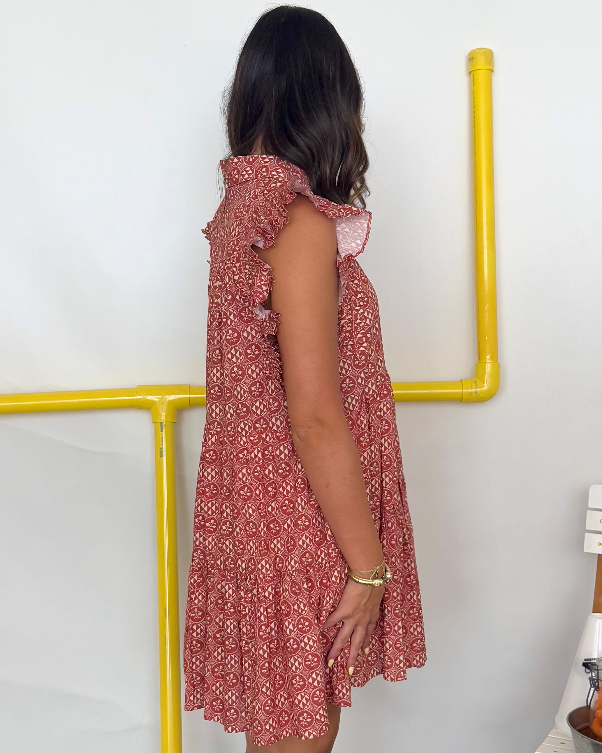 Never Say Never Rust Medallion Print Dress-Shop-Womens-Boutique-Clothing