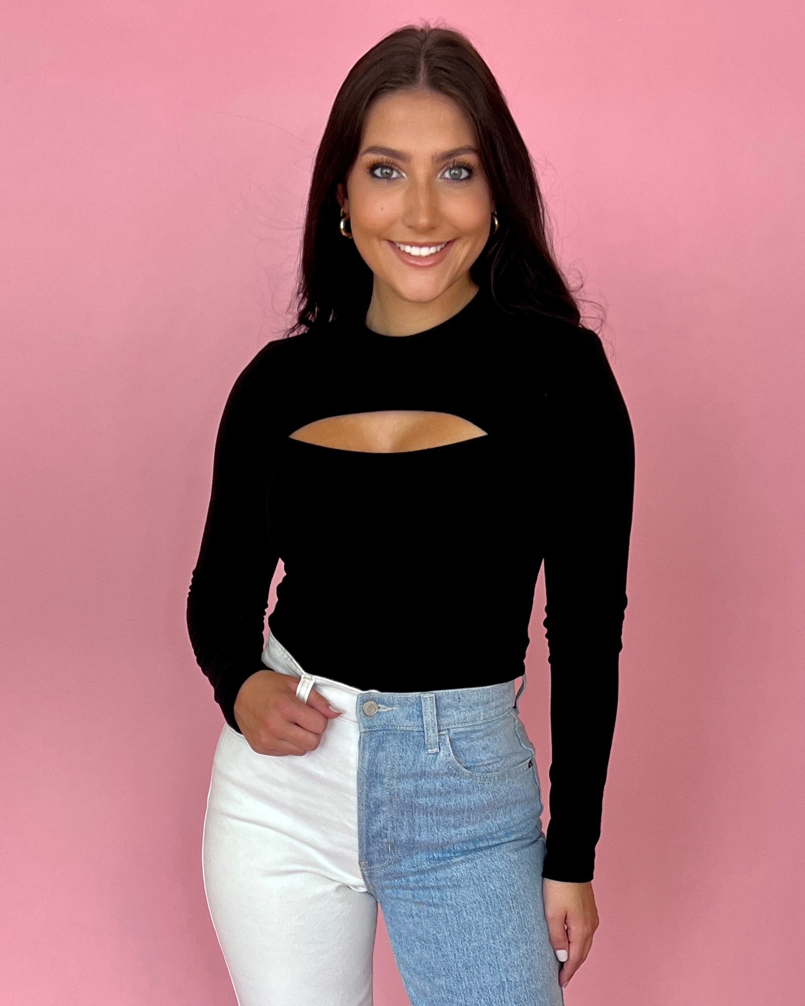 Take What You Get Black Cutout Bodysuit-Shop-Womens-Boutique-Clothing