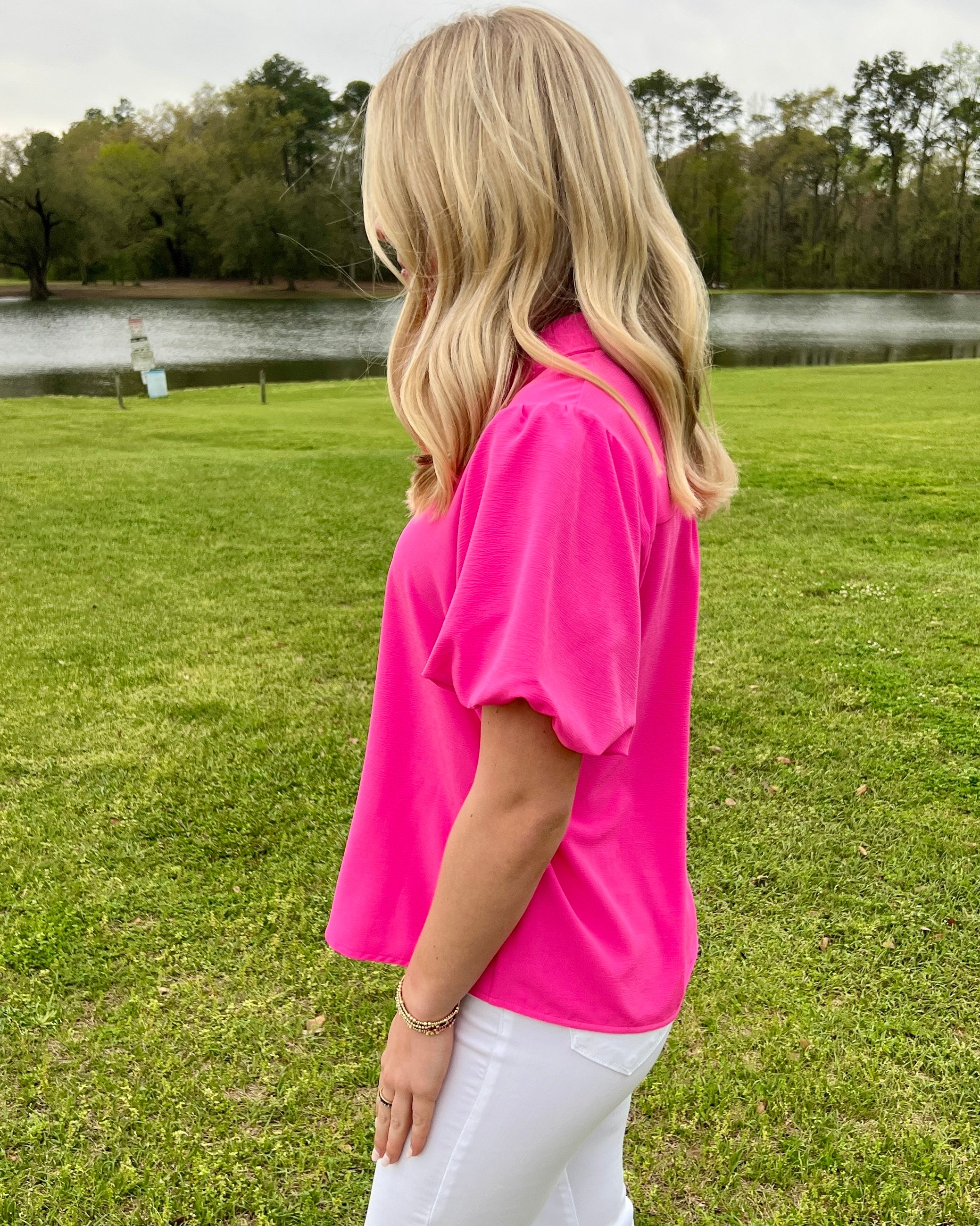 Don't Think Pink Button Top-Shop-Womens-Boutique-Clothing