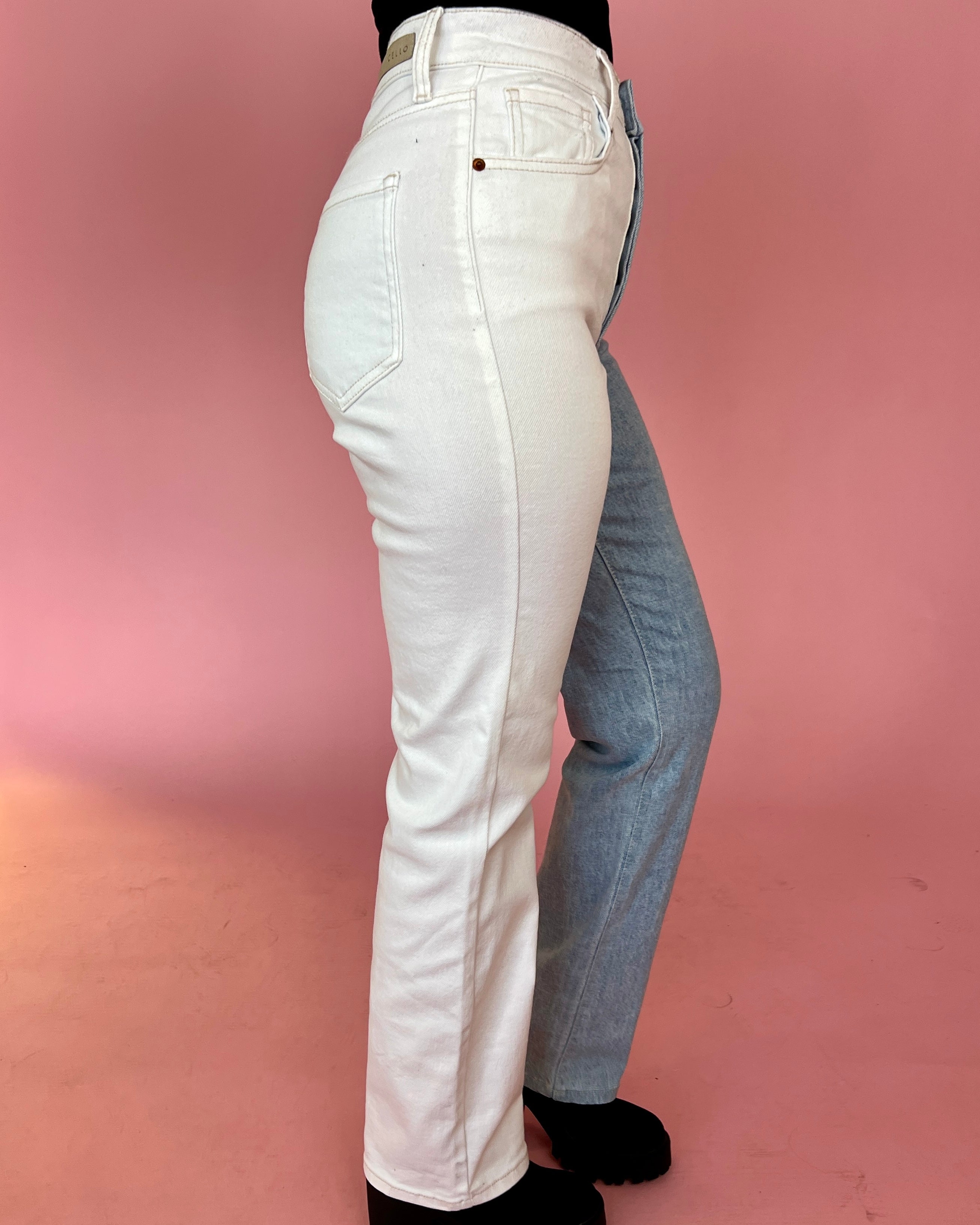 Made Your Choice White/Medium Two Tone Dad Jeans-Shop-Womens-Boutique-Clothing