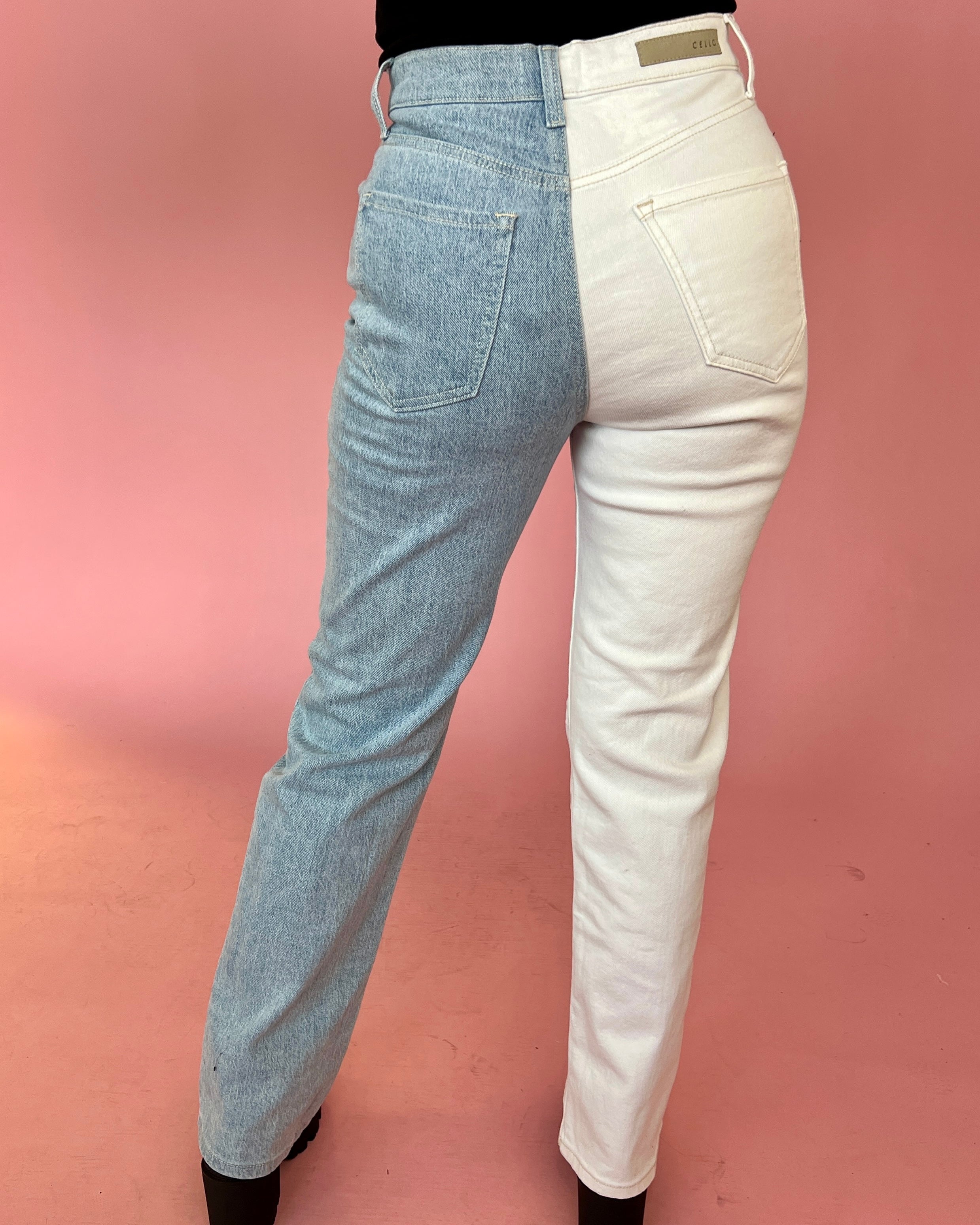 Made Your Choice White/Medium Two Tone Dad Jeans-Shop-Womens-Boutique-Clothing