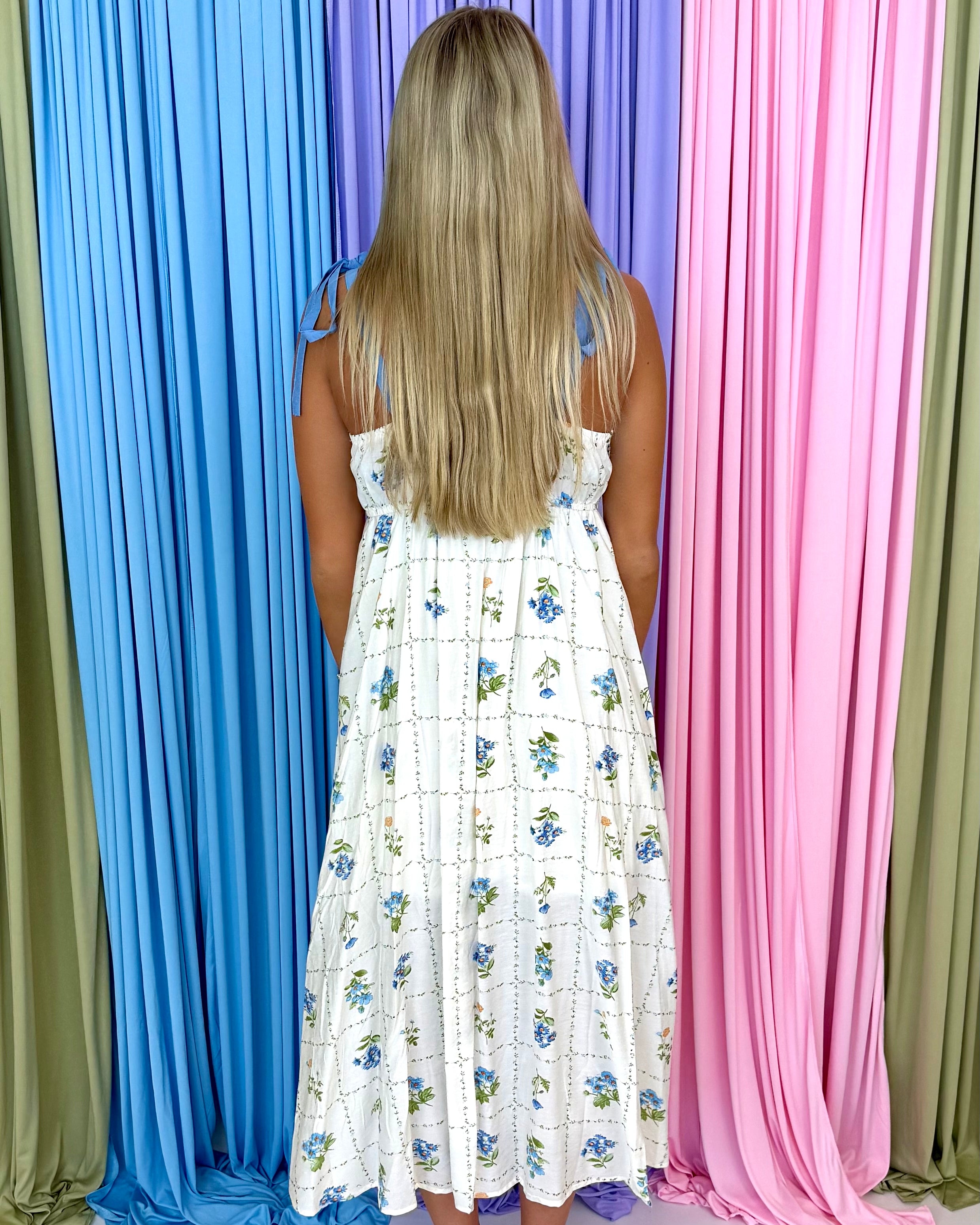 Early Dawn Blue Multi Floral Maxi Dress-Shop-Womens-Boutique-Clothing