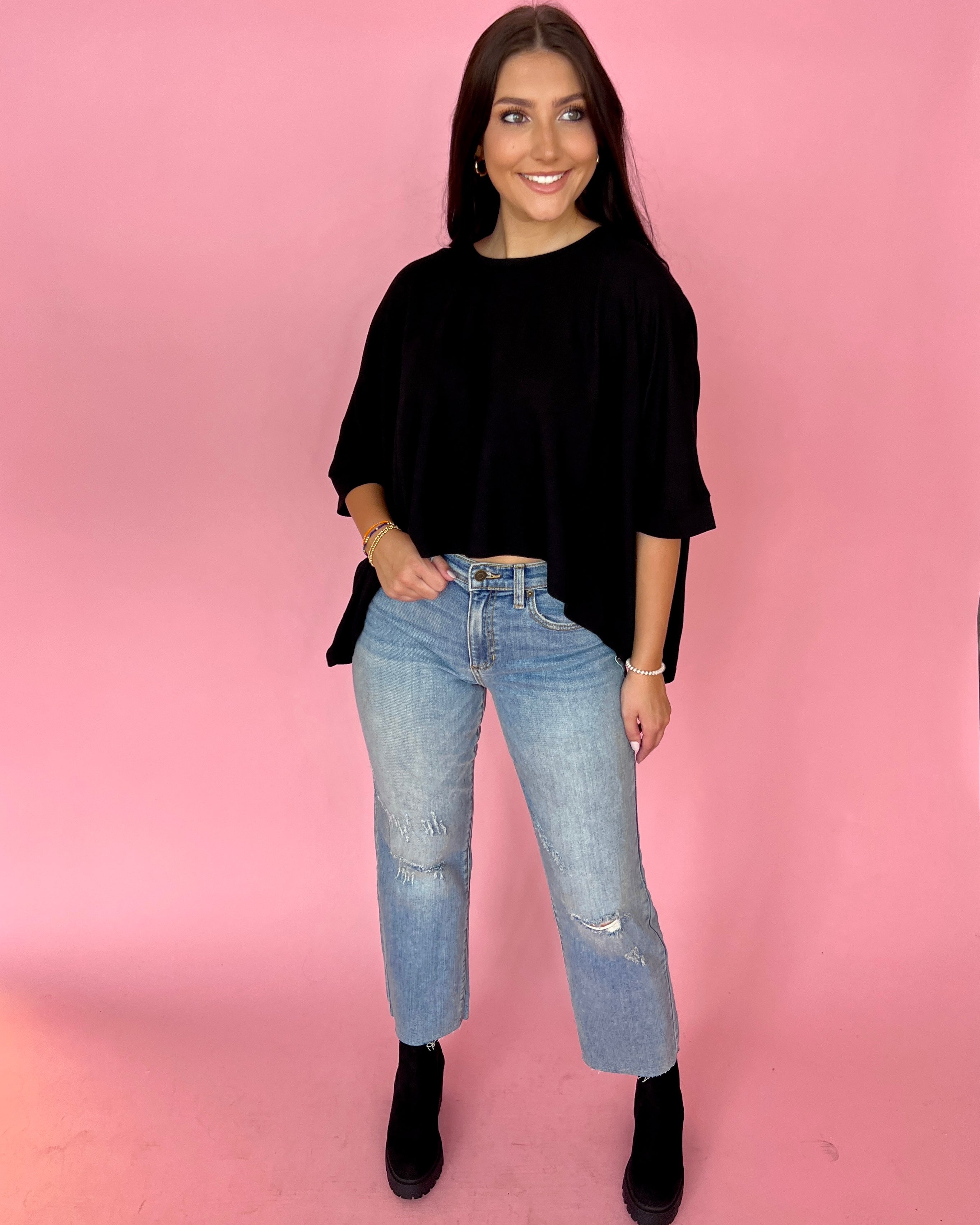 Still Have Time Black Round Neck Knit Top-Shop-Womens-Boutique-Clothing