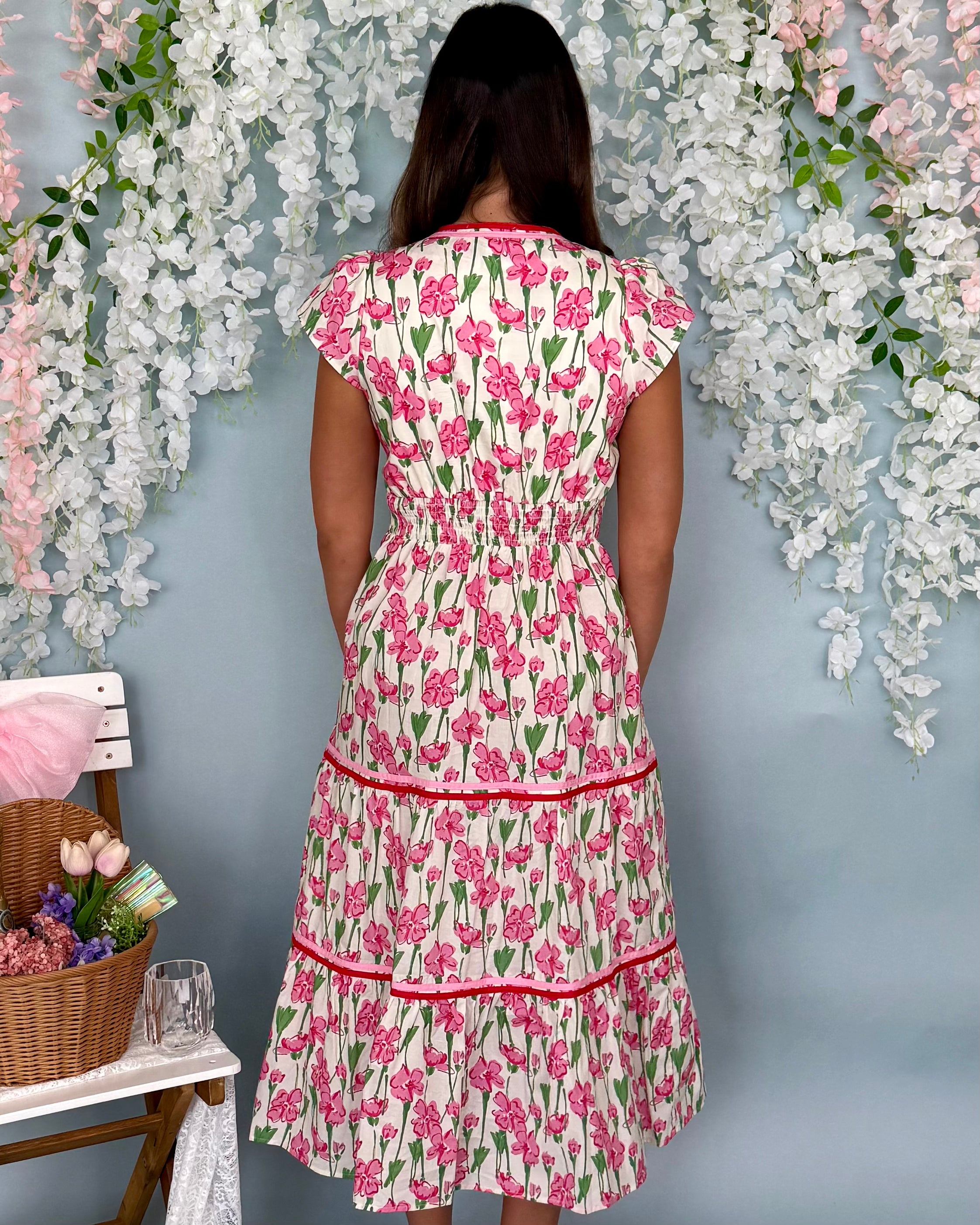 Ease Your Mind Pink Floral Poplin Dress-Shop-Womens-Boutique-Clothing