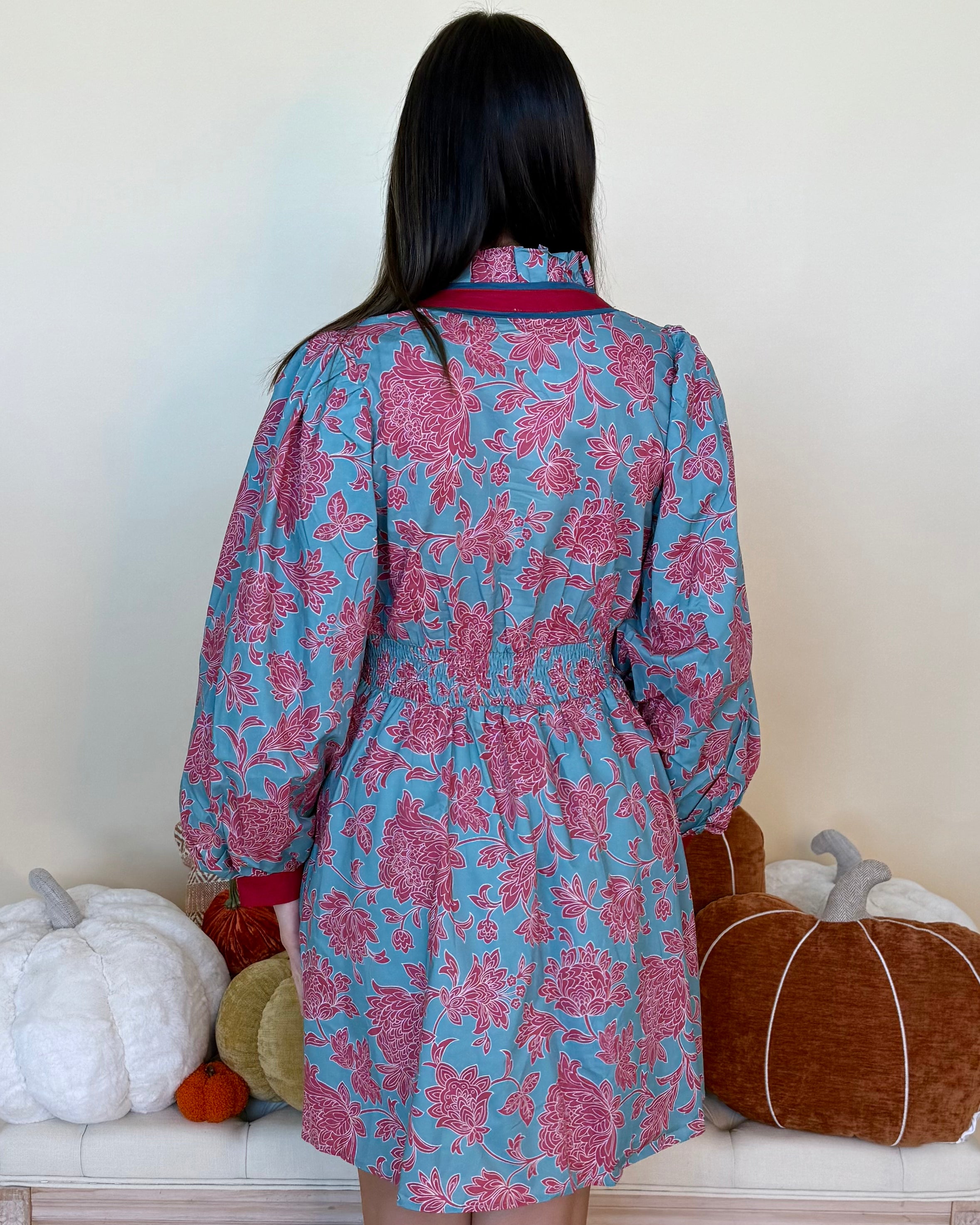 Feeling Like Love Blue Floral Ruffle Dress-Shop-Womens-Boutique-Clothing