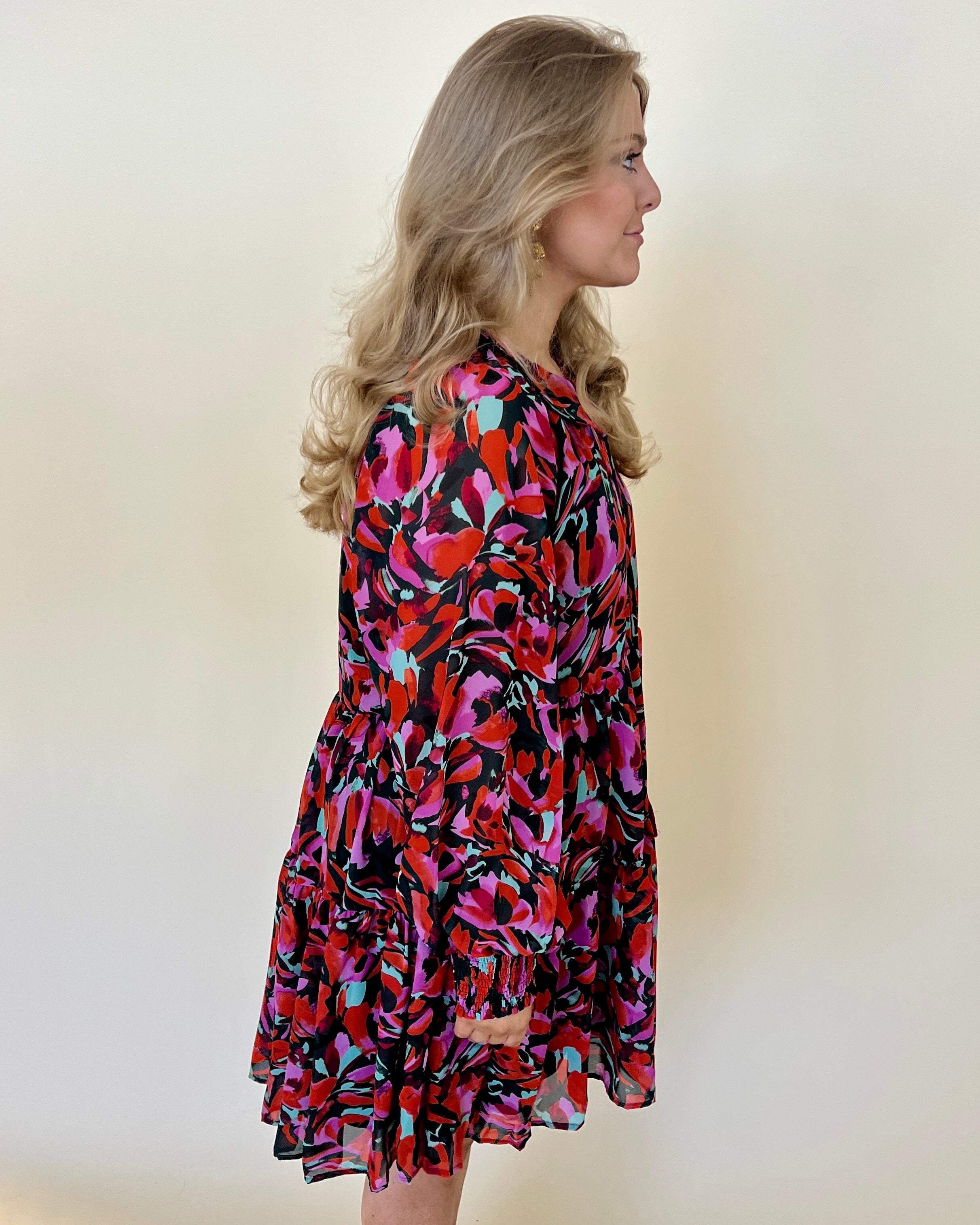 Full Support H Green Plus Printed Ruffle Dress-Shop-Womens-Boutique-Clothing
