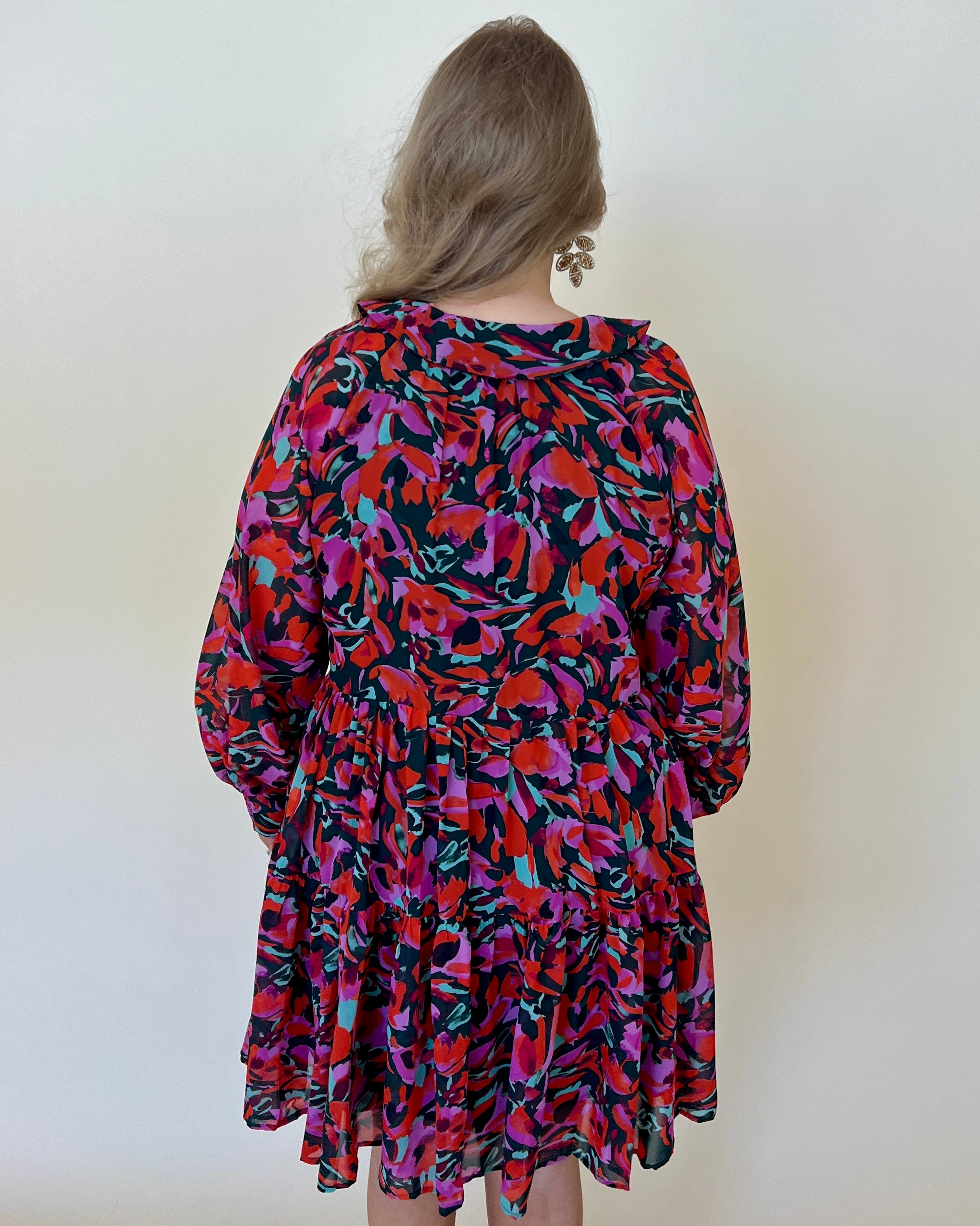 Full Support H Green Plus Printed Ruffle Dress-Shop-Womens-Boutique-Clothing