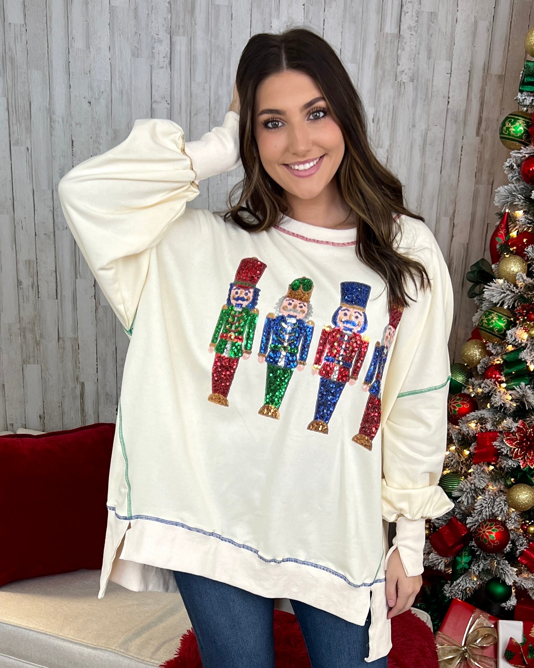 Visiting Santa Cream Nutcracker Top-Shop-Womens-Boutique-Clothing