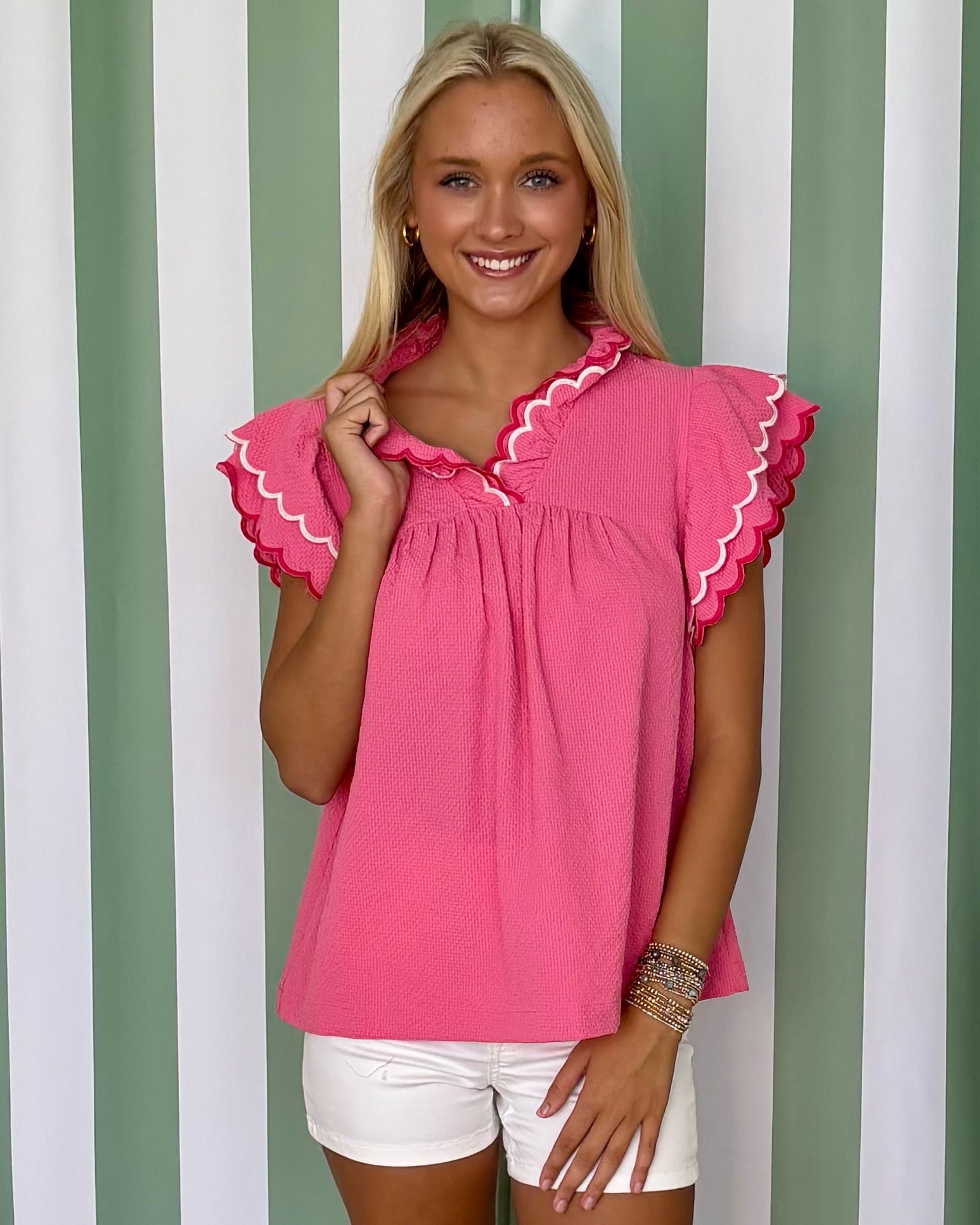 Smell Roses Peony Scallop Flutter Top-Shop-Womens-Boutique-Clothing
