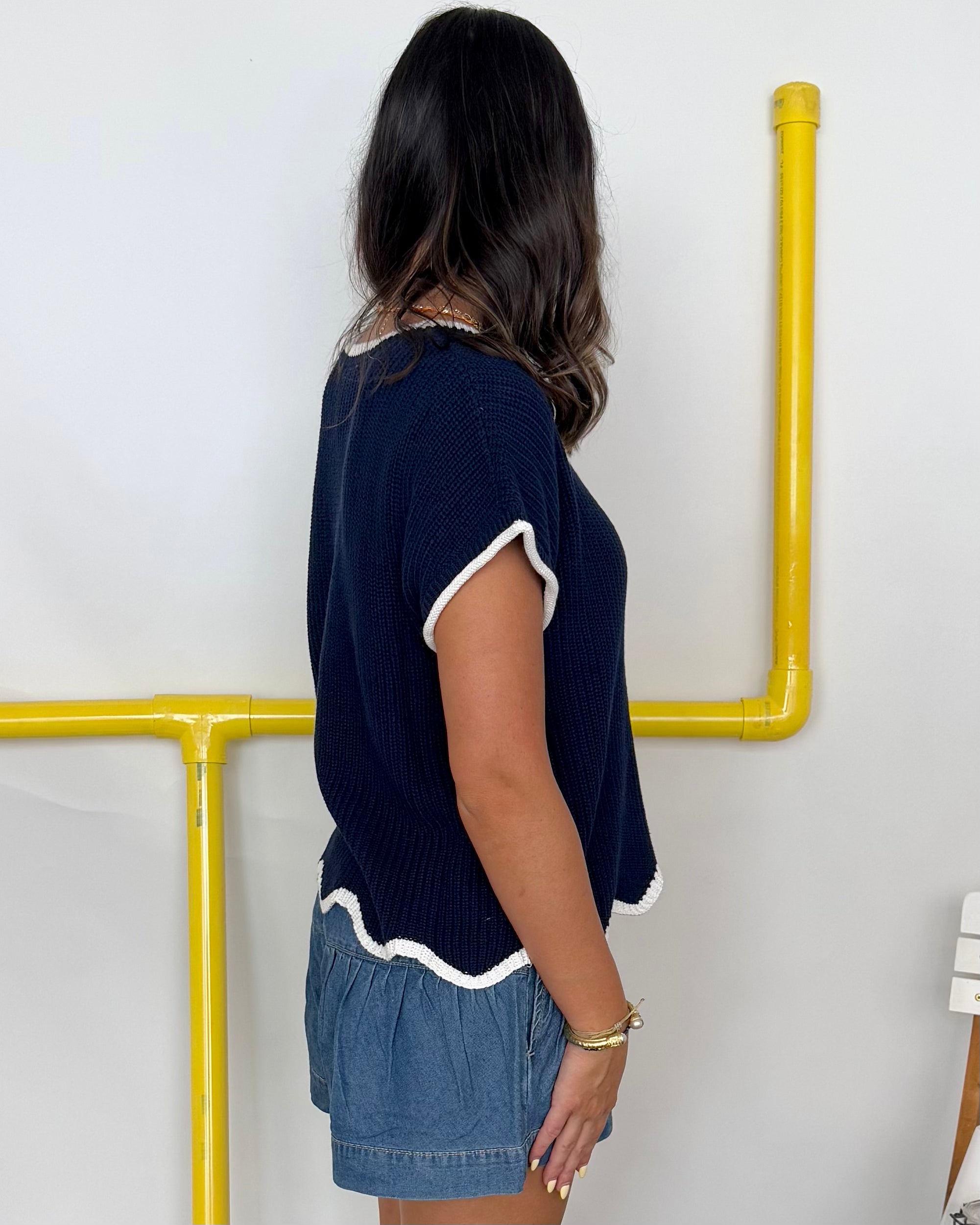 By The Rules Navy Scallop Pocket Sweater-Shop-Womens-Boutique-Clothing