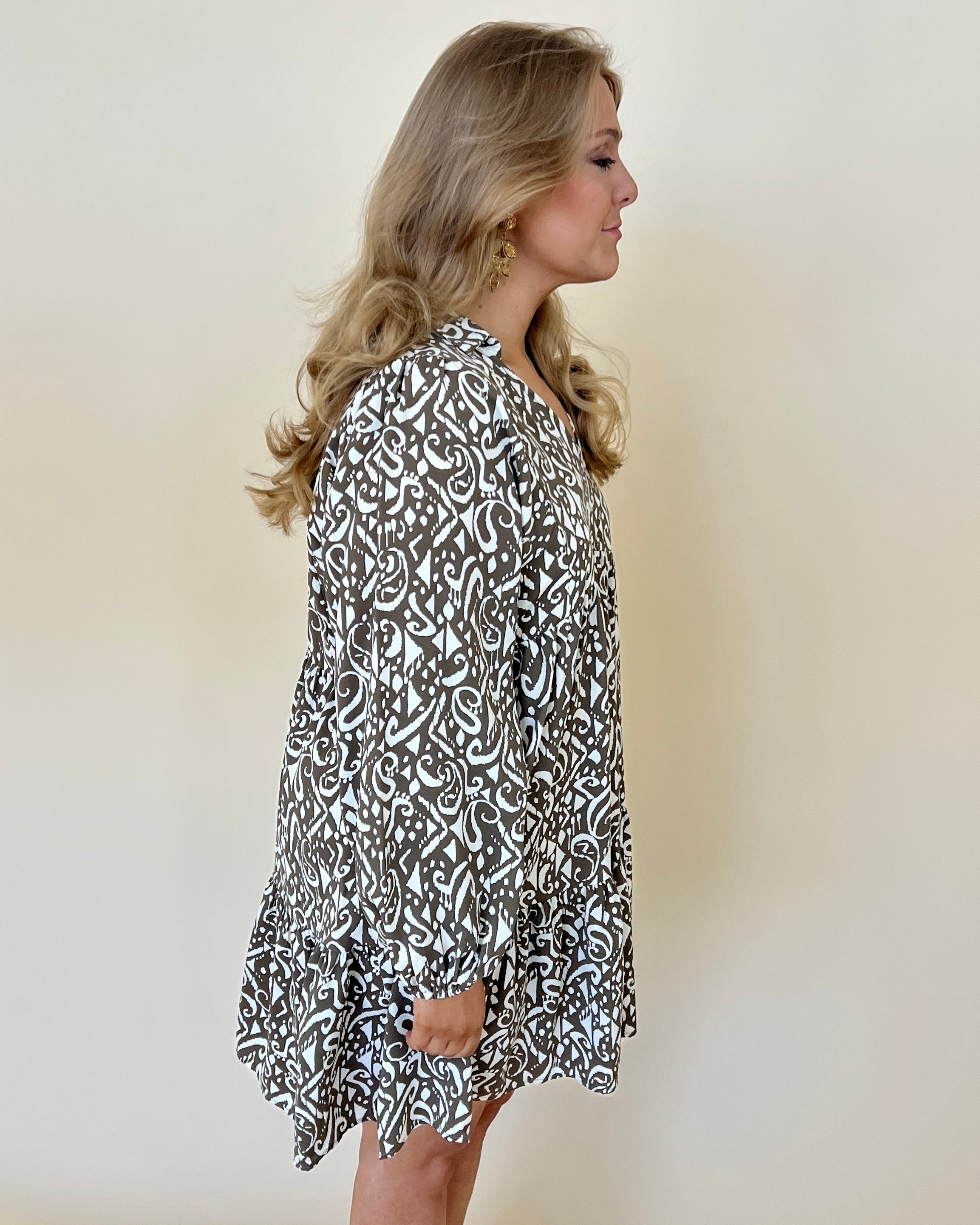 Amazing Views Mocha Mix Plus Printed Collared Dress-Shop-Womens-Boutique-Clothing