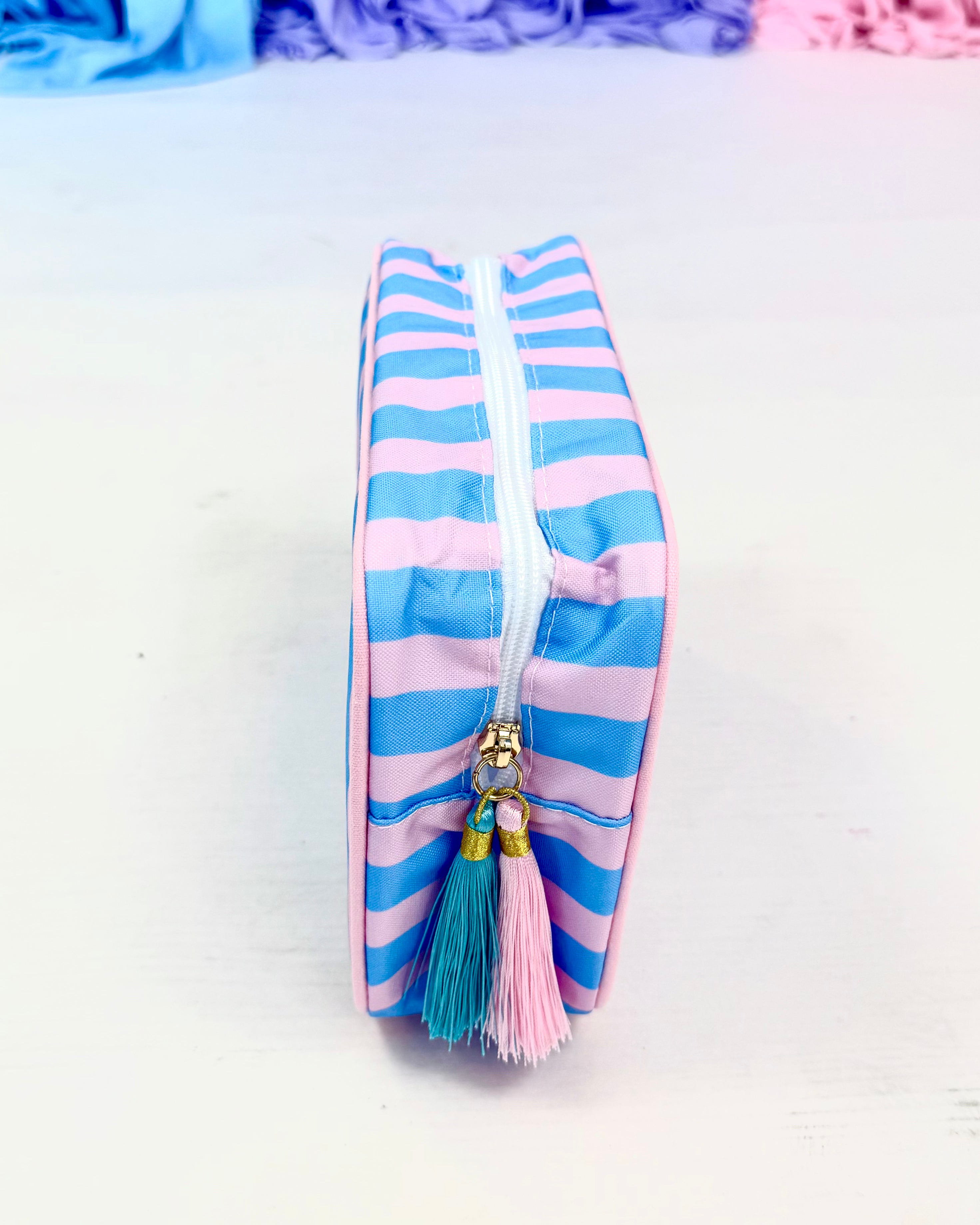 Your Go To Blue/Pink Striped Pouch-Shop-Womens-Boutique-Clothing