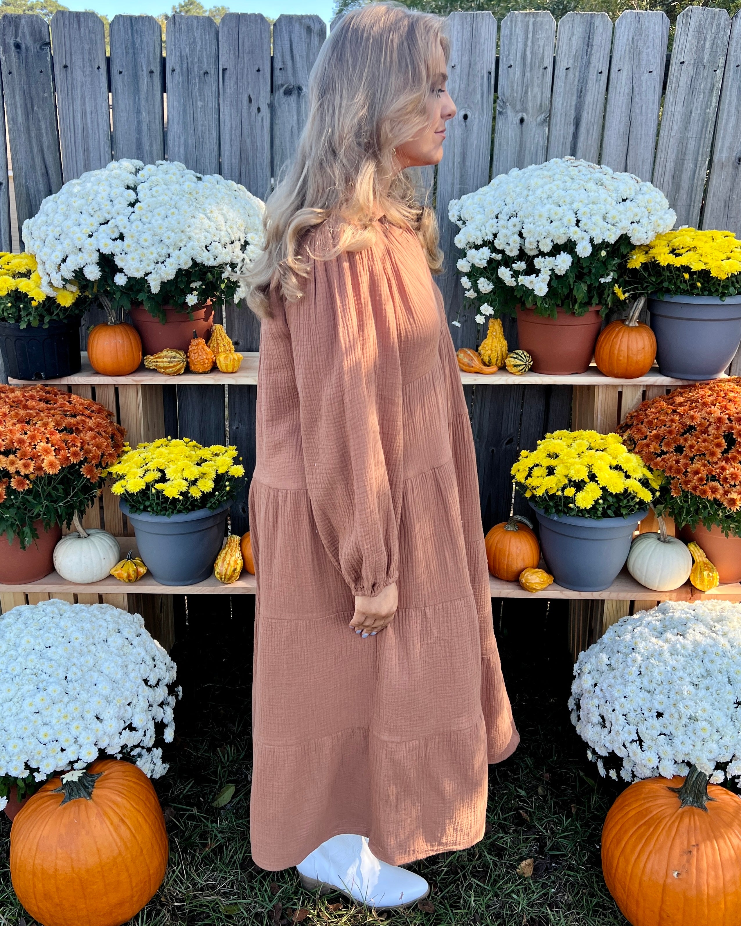 Show You Off Pecan Plus Crinkle Midi Dress-Shop-Womens-Boutique-Clothing